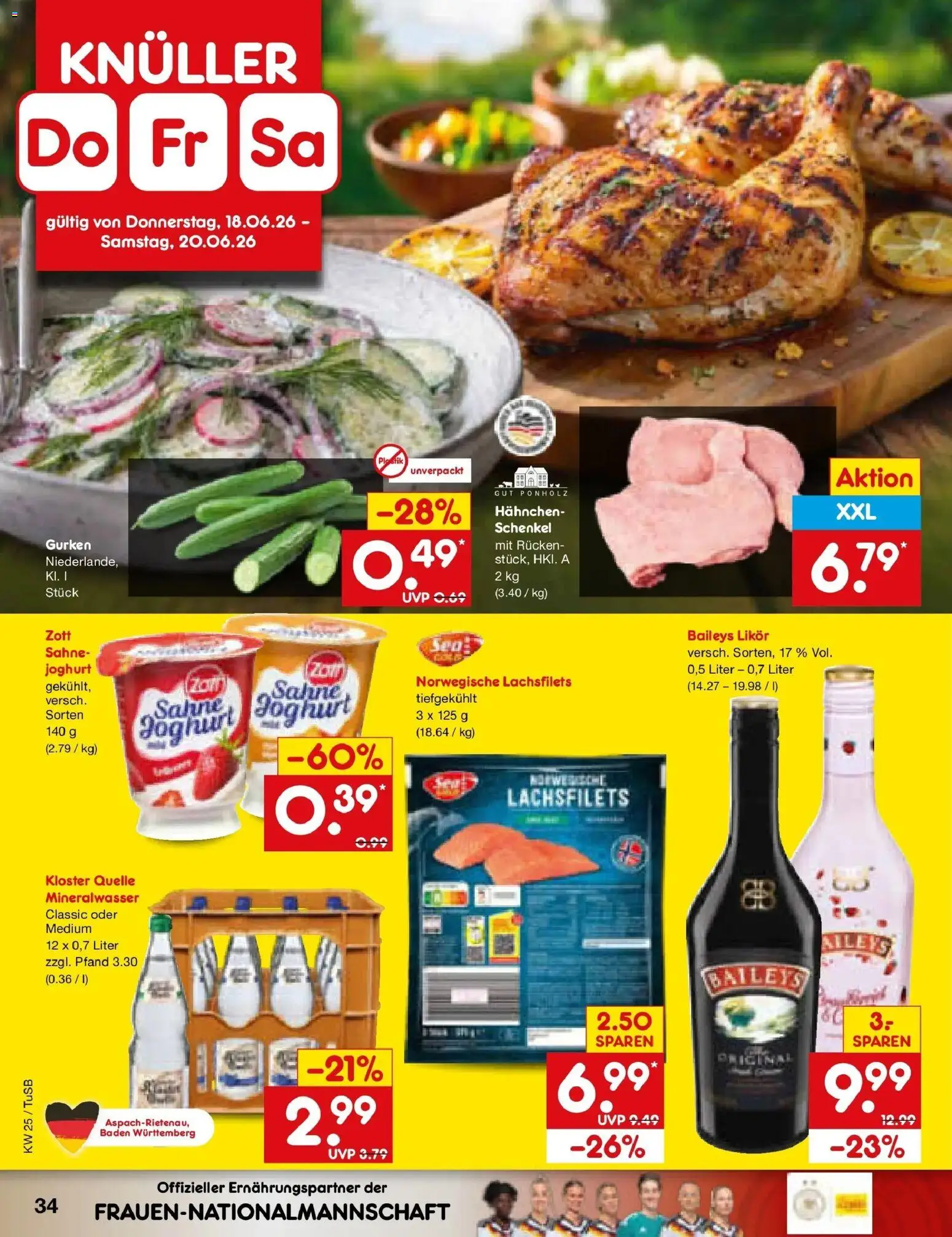 Netto Marken-Discount Prospekt Lahr-Langenwinkel – gültig ab 14.06.2026 | Seite: 46 | Produkte: Hahnchen, Likör, Mineralwasser, Gurken