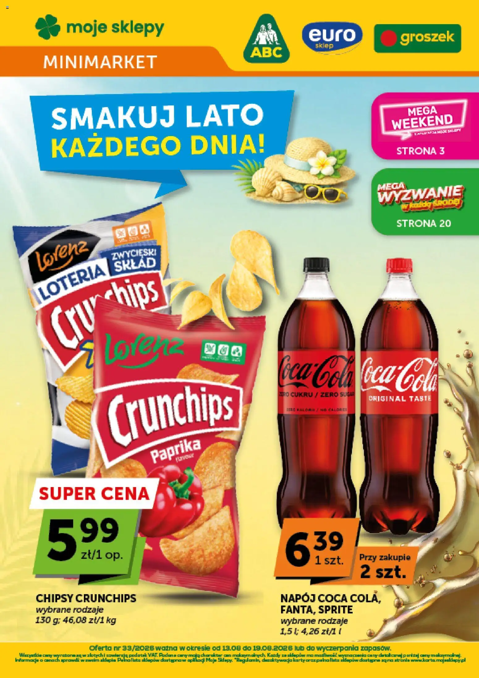 Groszek gazetka - Minimarket od 13.08.2026 | Strona: 1 | Produkty: Groszek, Chipsy, Sprite