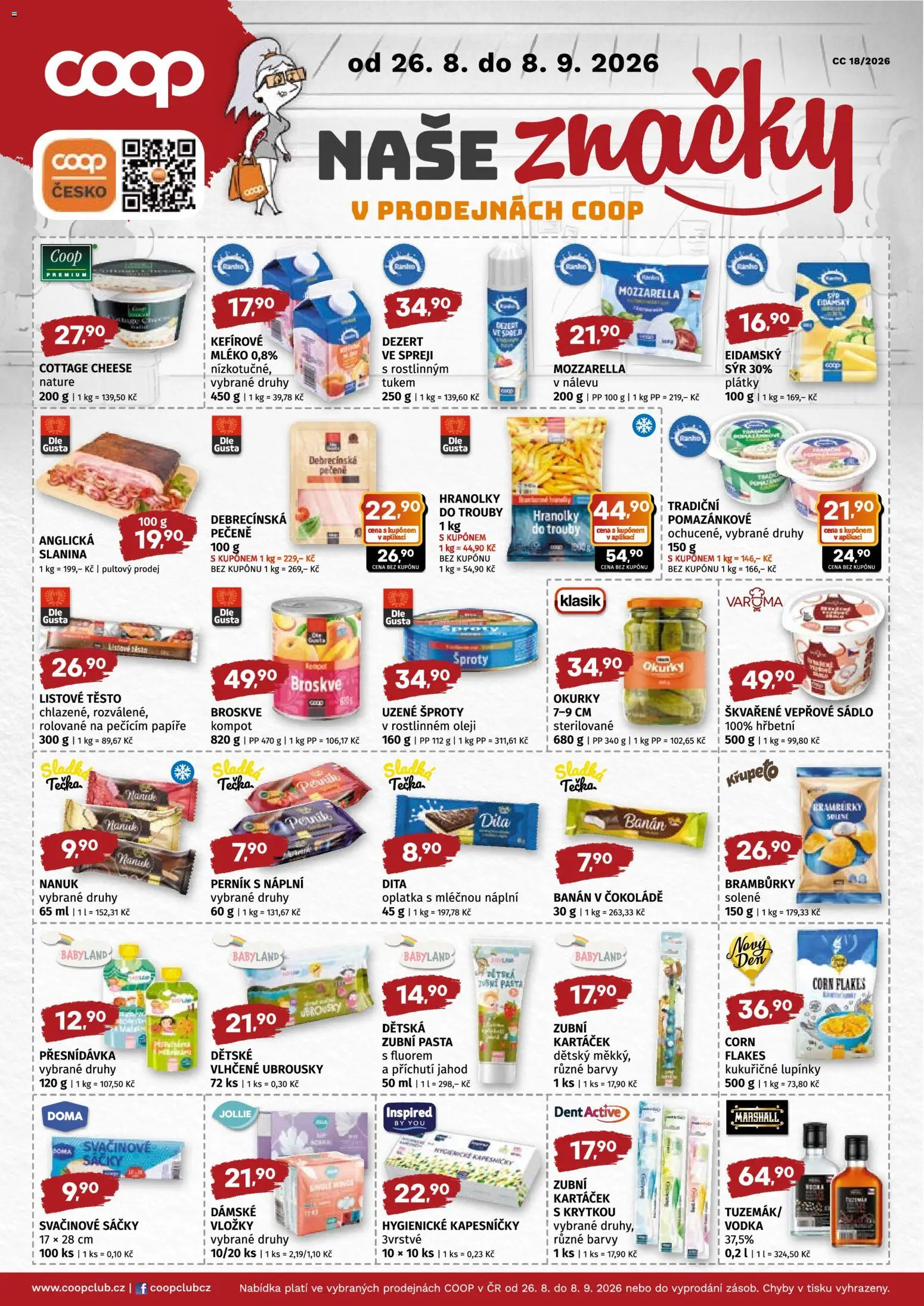Coop leták - Středočeský region od 26.08.2026 | Strana: 4 | Produkty: Vodka, Svačinové sáčky, Vepřové sádlo, Slanina