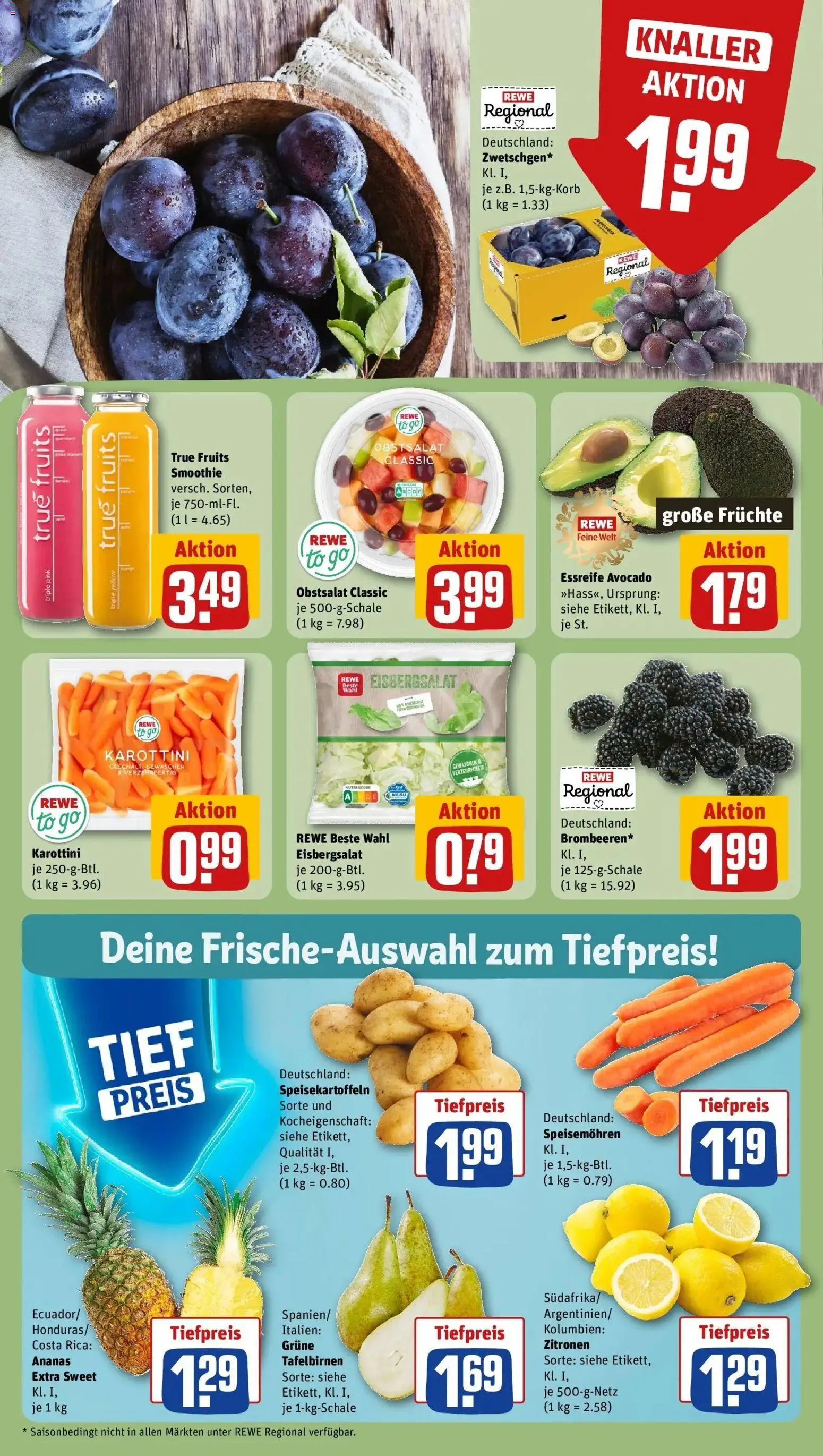 REWE Prospekt ab 17.08.2026 zum Blättern » Angebote | Seite: 8 | Produkte: Ananas, Eisbergsalat, Avocado, Zitronen