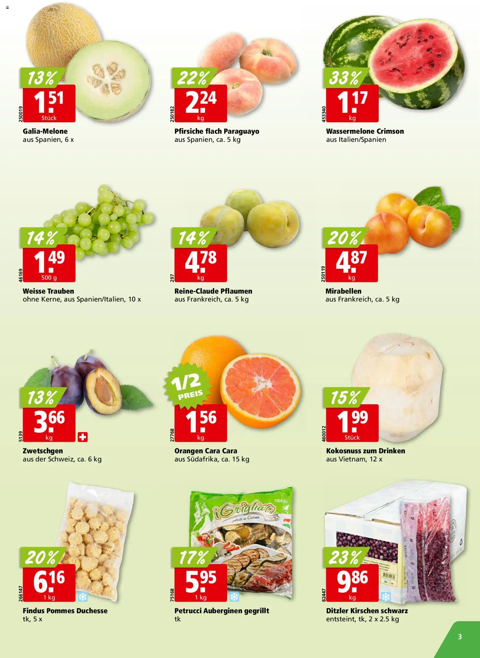 Aligro aktionen Chavannes, Matran, Genf, Sitten – gültig ab 03.08.2026 | Seite: 3 | Produkte: Zwetschgen, Kirschen, Orangen, Wassermelone