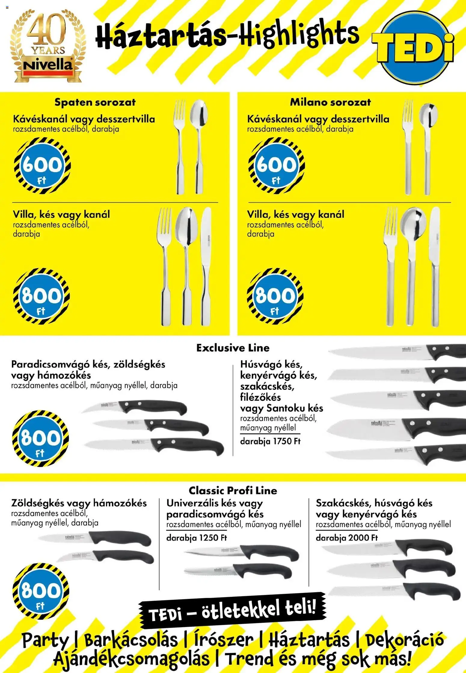 TEDi akciós ujság - amely érvényes a következő dátumtól: 20.03.2026 | Oldal: 10 | Termékek: Kés, Dekoráció