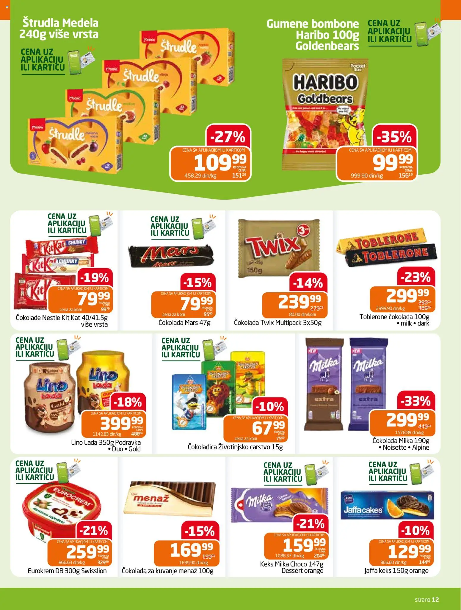 Gomex katalog - važi od 15.10.2026 | Strana: 12 | Proizvode: Keks, Twix, Toblerone, Lino lada