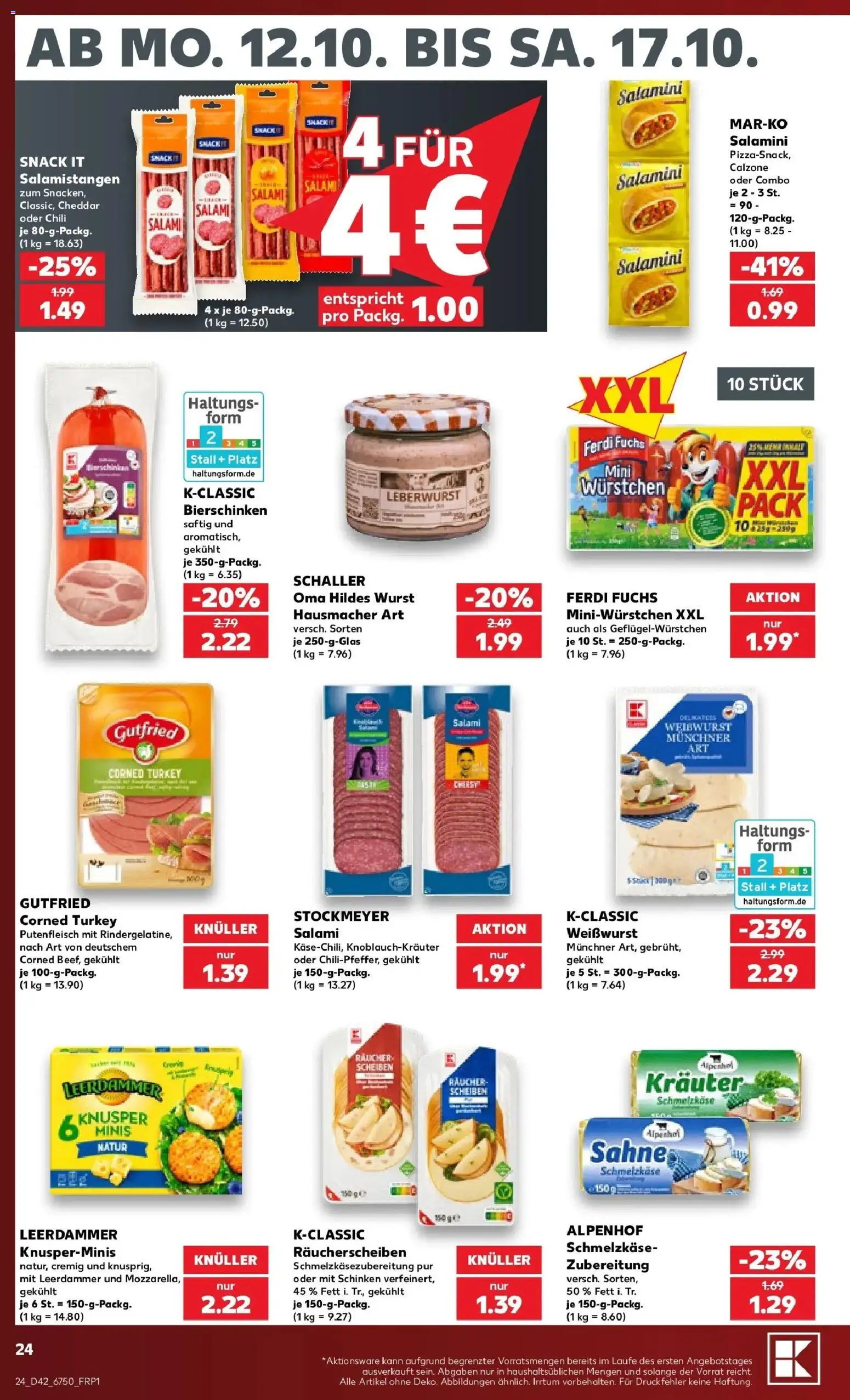 Prospekt Kaufland ab 12.10.2026 » Angebote Online zum Blättern | Seite: 28 | Produkte: Weißwurst, Leerdammer, Chili, Sahne