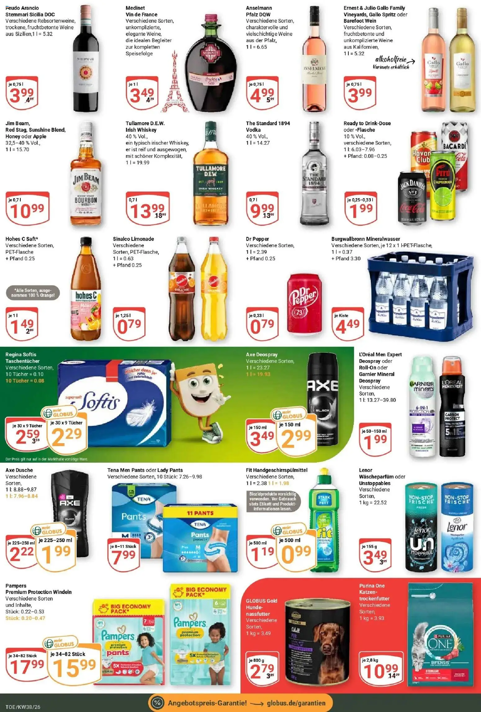Globus Prospekt Tönisvorst (ab 14.09.2026) » Angebote online | Seite: 4 | Produkte: Sinalco, Pampers, Limonade, Whiskey