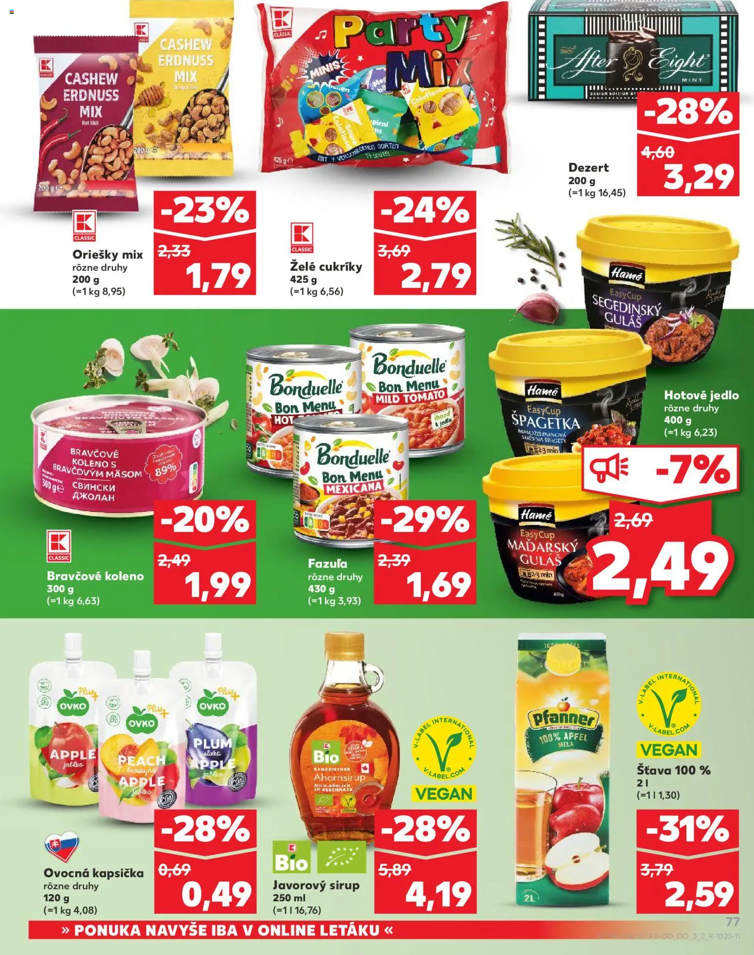 Kaufland SK akciós ujság - amely érvényes a következő dátumtól: 2026.03.05. | Oldal: 77 | Termékek: After Eight, Vegán, Bonduelle, Hamé