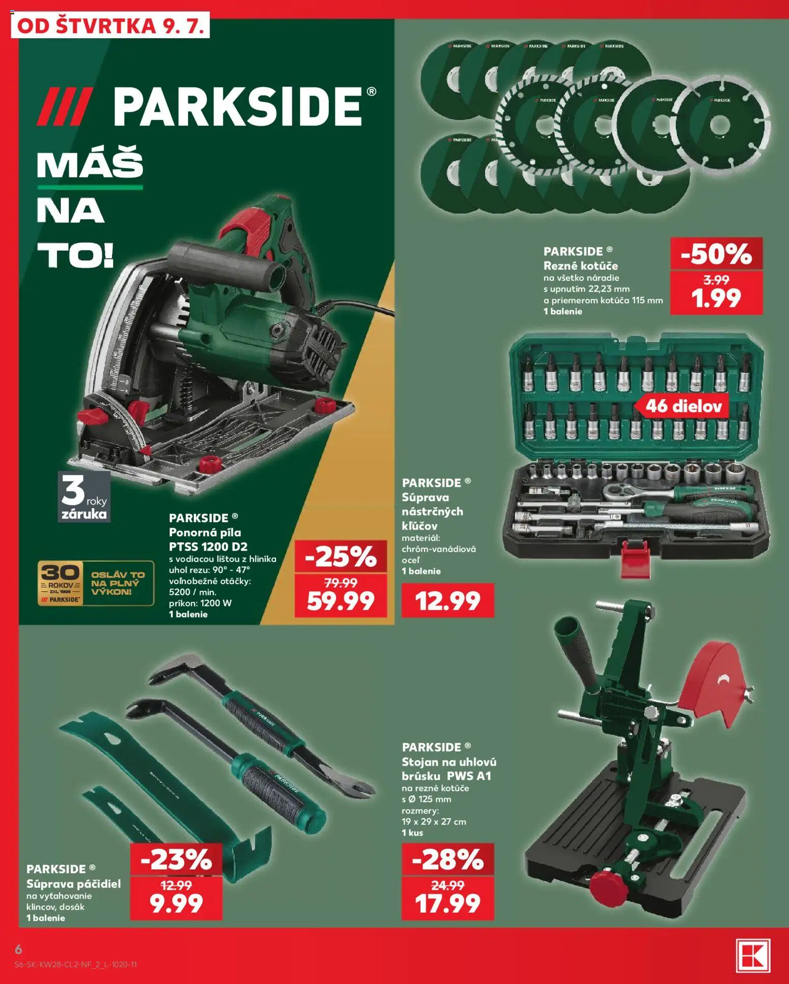 Kaufland SK akciós ujság - amely érvényes a következő dátumtól: 2026.07.09. | Oldal: 6 | Termékek: Parkside