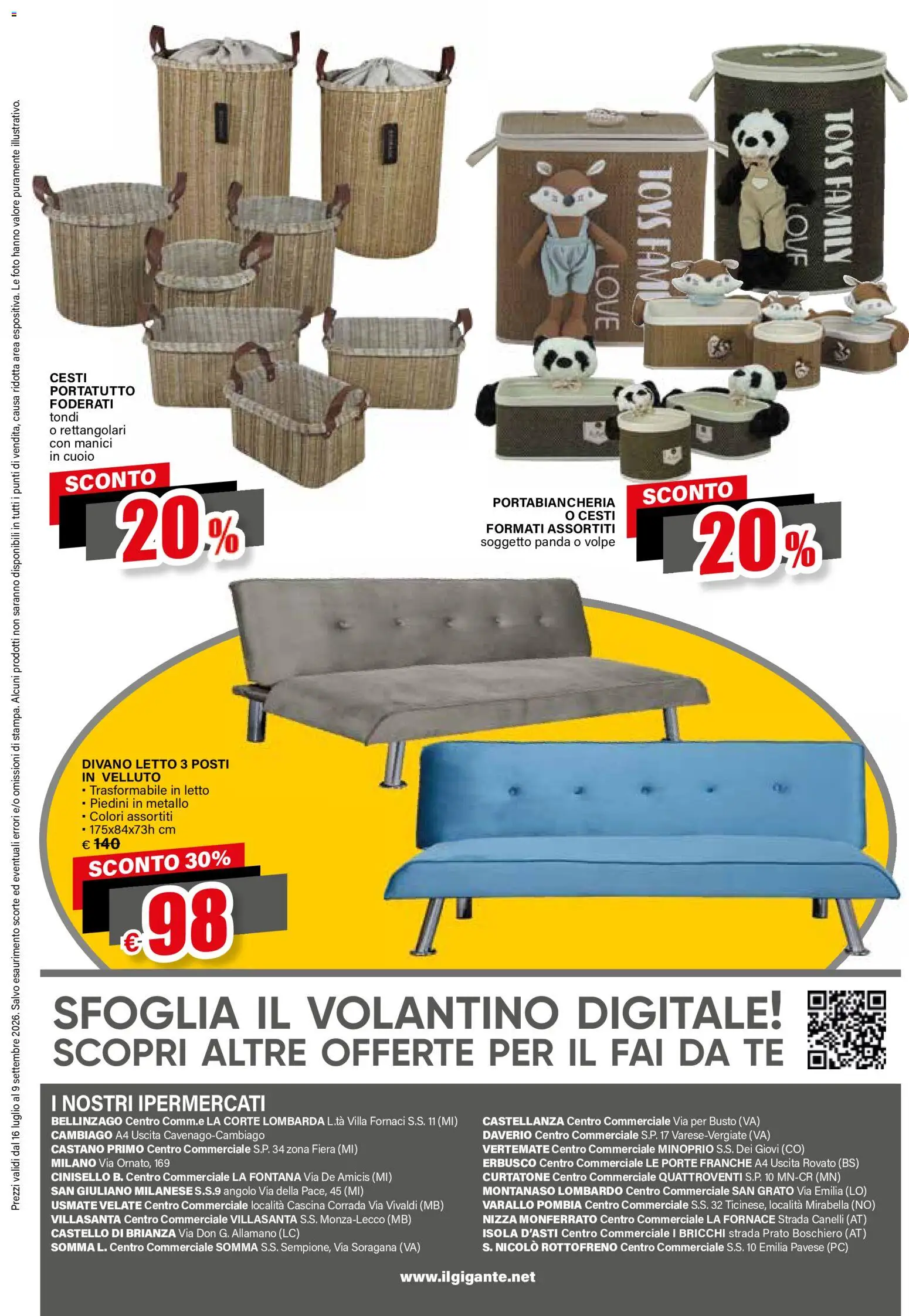 Volantino Il Gigante del 16/07/2026 | Pagina: 28 | Prodotti: Tè, Letto, Divano, Portabiancheria