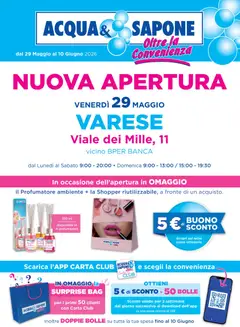 Anteprima del volantino Acqua e Sapone volantino Apertura Varese valido a partire dal 29.05.2026