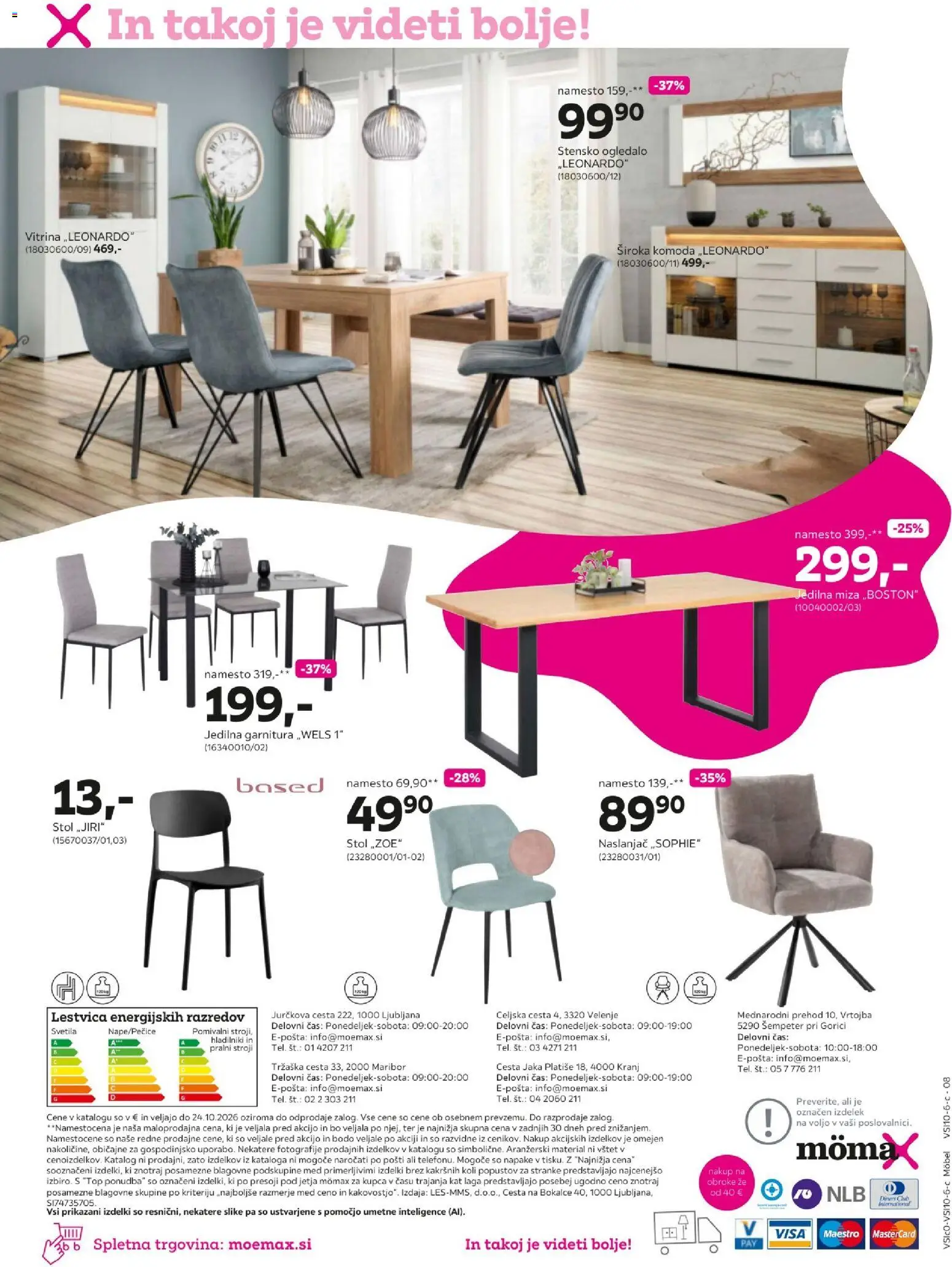 Novi Mömax katalog ponudbe – veljaven od 11.10.2026 | Stran: 8 | Izdelki: Naslanjač, Vitrina, Miza, Stol