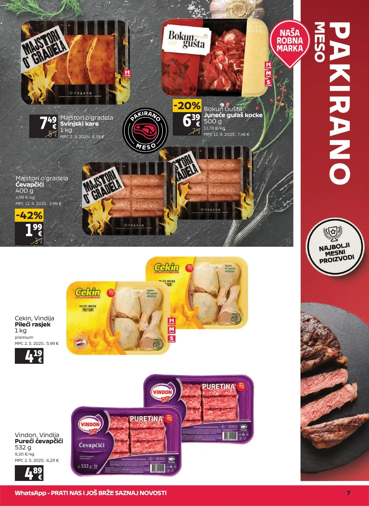 Tommy katalog | vrijedi od 06.08.2026 | Stranica: 7 | Proizvodi: Vindija, Svinjski kare, Meso, Ćevapčići
