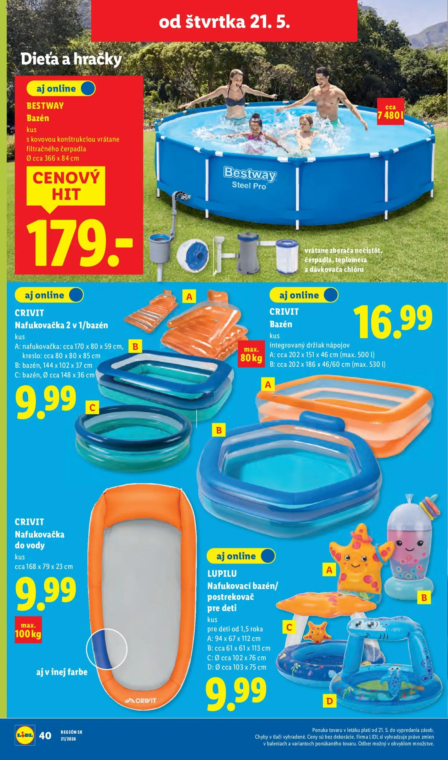 Nové Lidl akcie – leták je platný od 18.05.2026 | Strana: 84 | Produkty: Kreslo, Bazén, Nafukovačka, Hračky