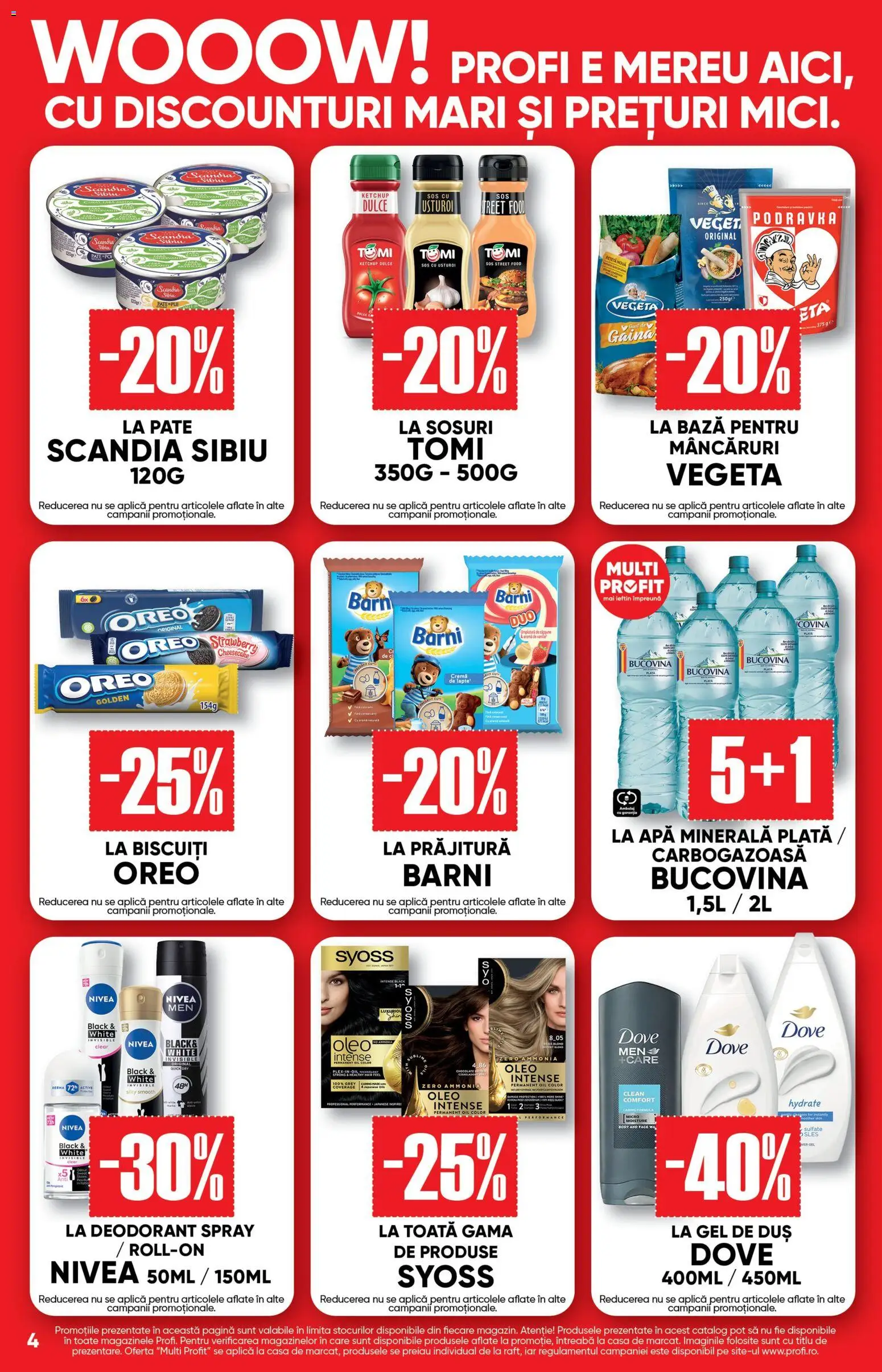 Noul catalog Profi – valabil de la 08.07.2026 | Pagină: 4 | Produse: Duș, Deodorant, Ketchup, Vopsea de păr