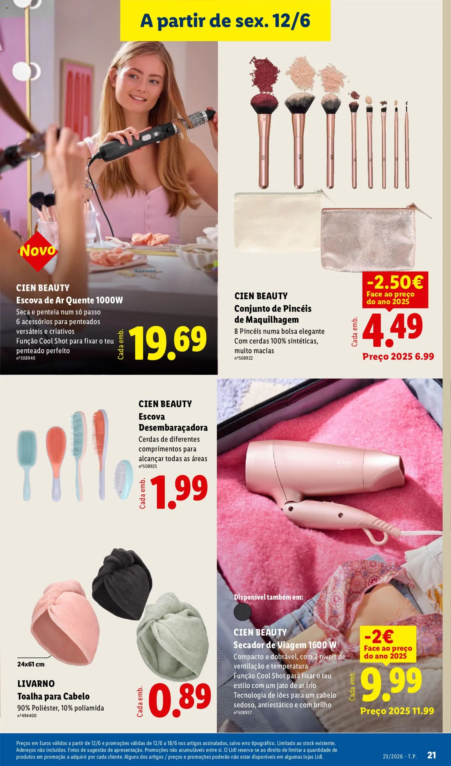 Lidl Novidades │ válido de 08.06.2026 | Página: 21 | Produtos: Bolsa, Secador, Pinceis de maquilhagem, Maquilhagem