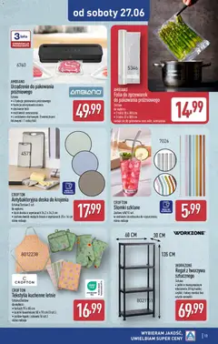 Pogląd oferty "Aldi gazetka - Hity od Środy i od Soboty" - ważna od 24.06.2026 | Strona: 13 | Produkty: Rolki, Słomki, Regał, Deska do krojenia