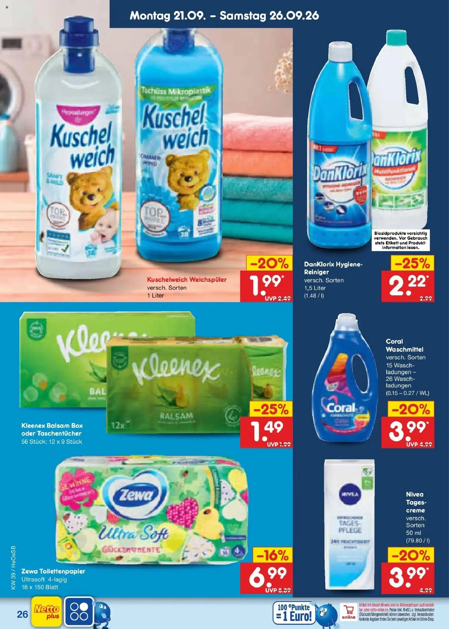 Netto Marken-Discount Prospekt Rostock – gültig ab 21.09.2026 | Seite: 38 | Produkte: Creme, Weichspüler, Waschmittel, Toilettenpapier