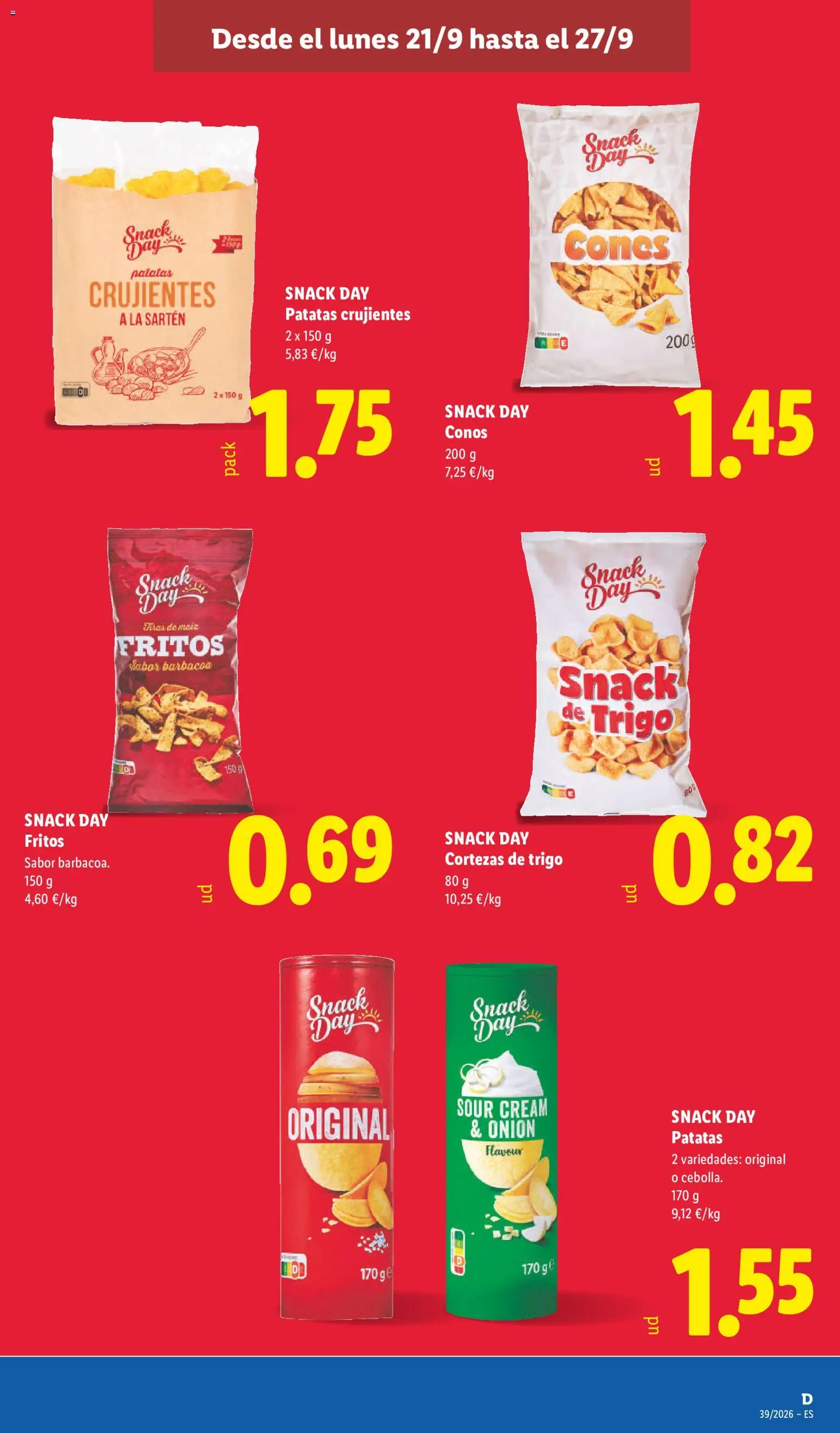Lidl folleto │ válido desde el 21/09/2026 | Página: 19 | Productos: Maíz, Snacks, Barbacoa, Patatas
