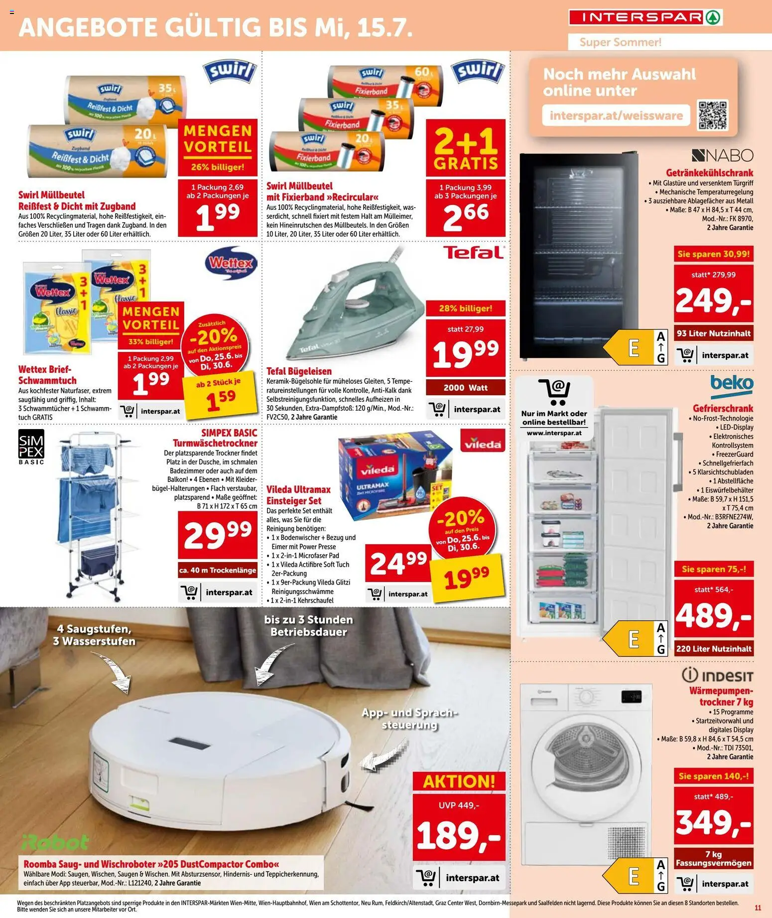 Interspar - Flugblatt gültig ab 25.06.2026 | Seite: 4 | Produkte: Gefrierschrank, Trockner, Bügeleisen, Presse