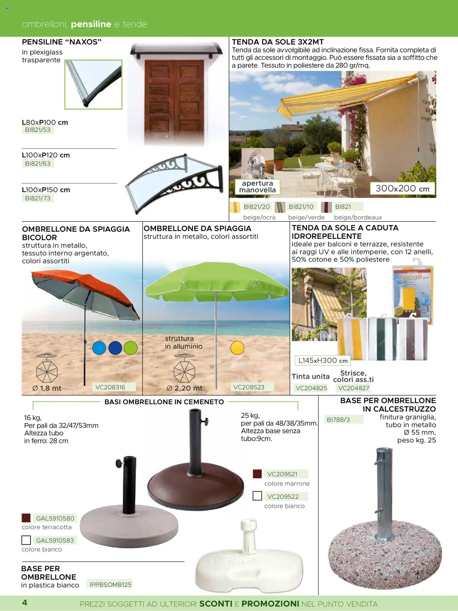 Volantino La Prealpina del 08.06.2026 | Pagina: 4 | Prodotti: Tenda da sole, Tenda, Ombrellone, Tubo