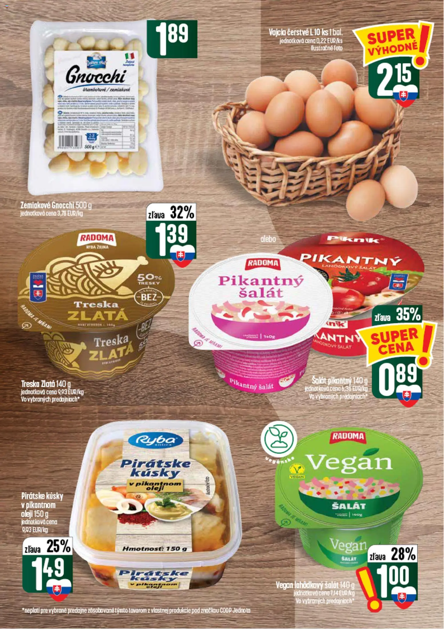 Nové COOP Jednota akcie – leták je platný od 03.09.2026 | Strana: 19 | Produkty: Vajcia, Gnocchi, Šalát, Treska
