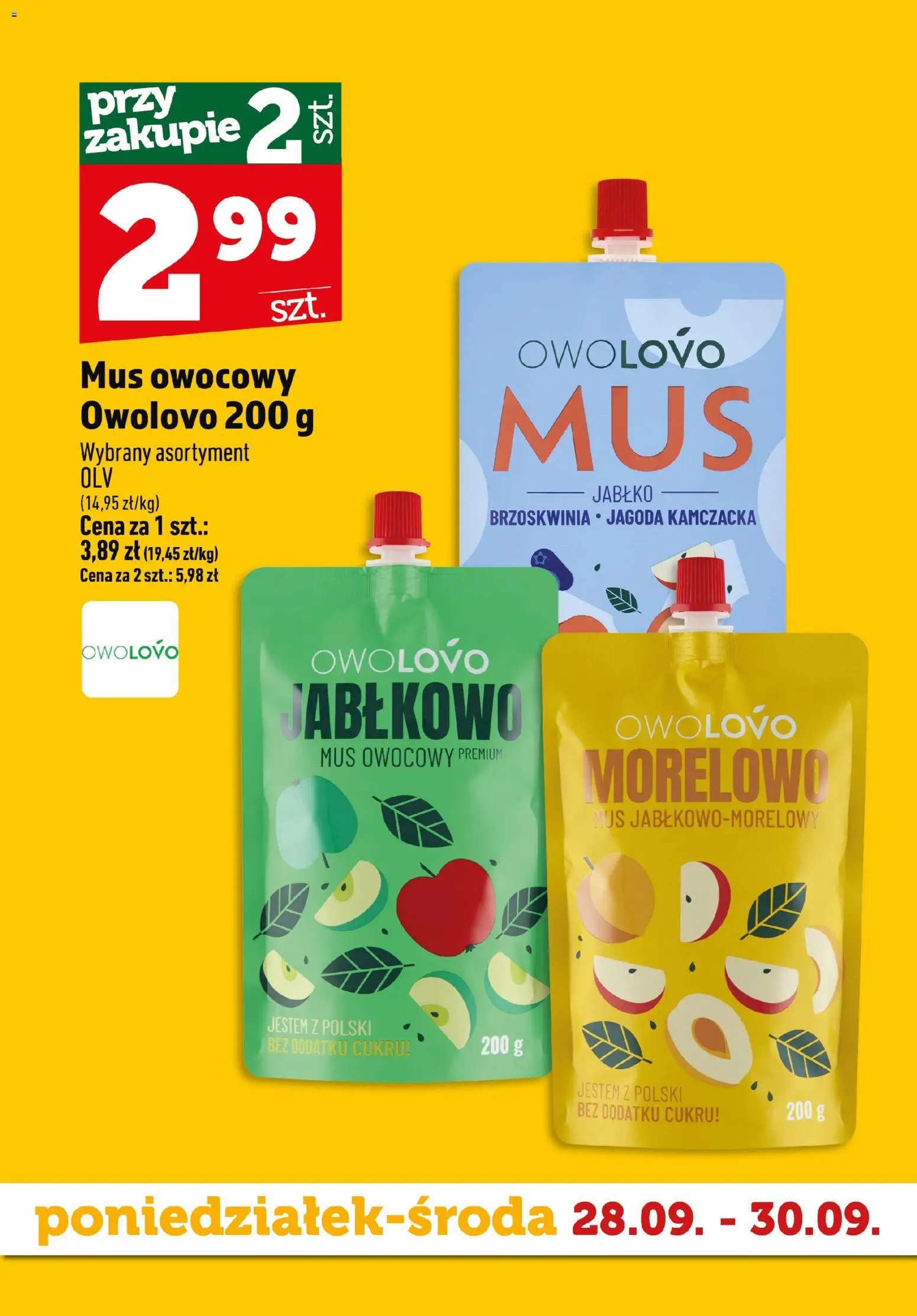 Topaz gazetka - Superstart tygodnia od 28.09.2026 | Strona: 5 | Produkty: Brzoskwinia, Mus owocowy
