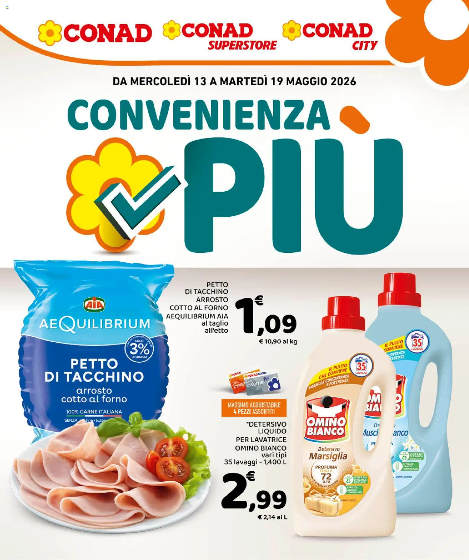 Volantino Conad del 13.05.2026 | Pagina: 1 | Prodotti: Arrosto, Tacchino, Lavatrice, Forno