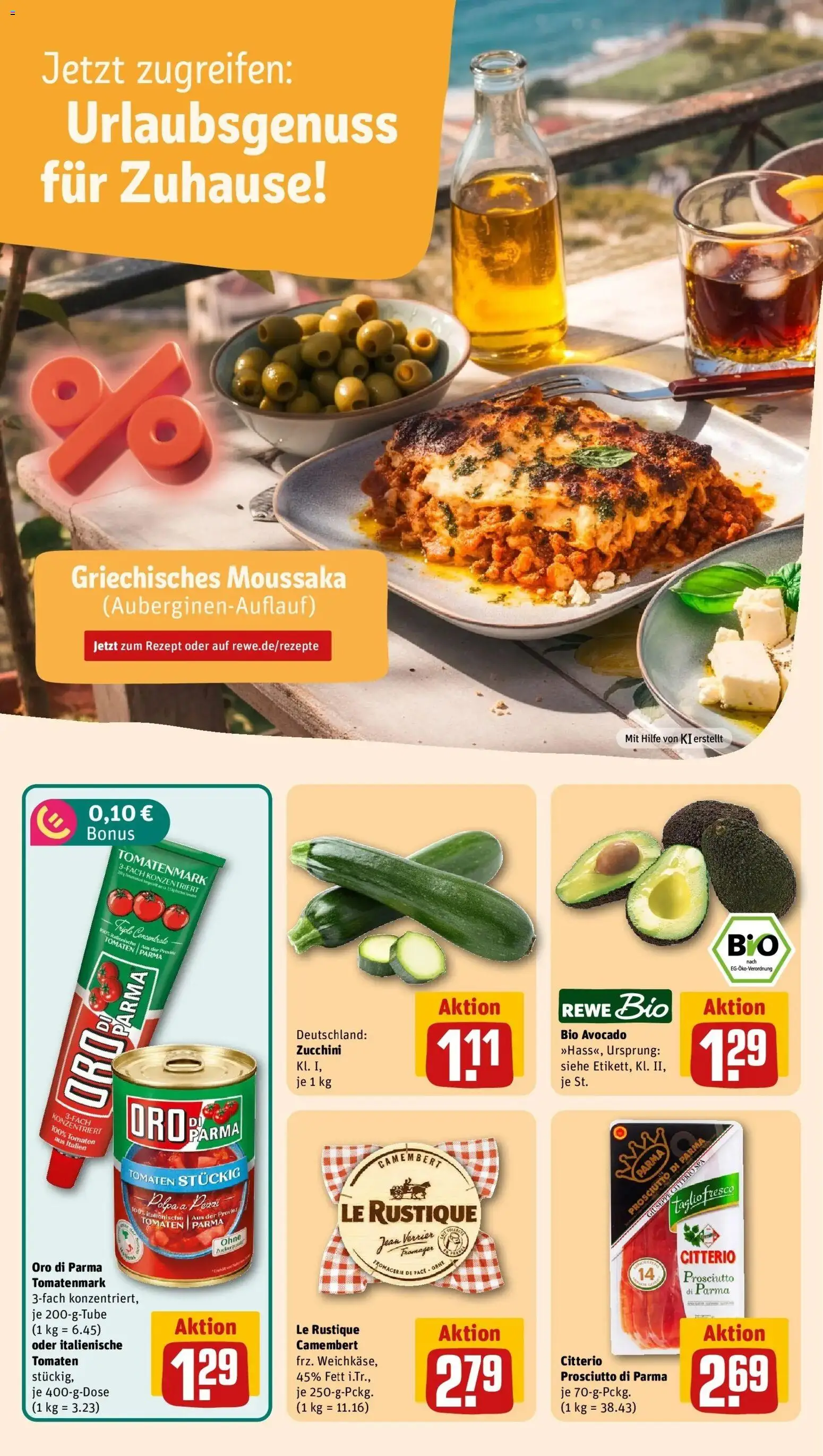 REWE Prospekt ab 31.08.2026 zum Blättern » Angebote | Seite: 4 | Produkte: Tomaten, Oro di parma, Avocado, Camembert