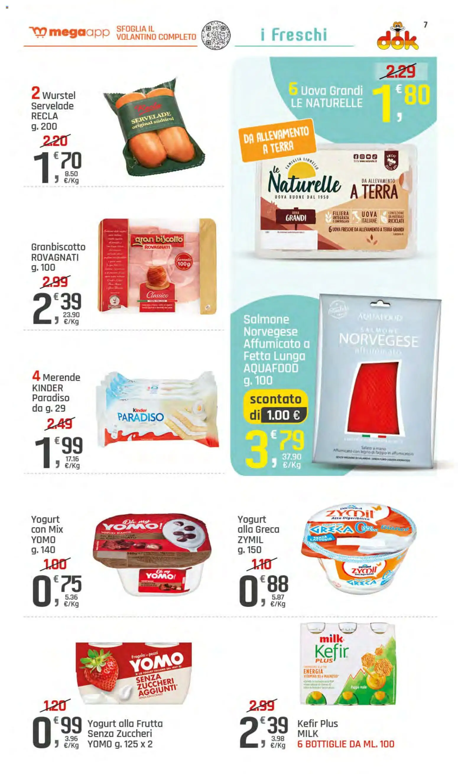 Volantino DOK del 11.06.2026 | Pagina: 7 | Prodotti: Yogurt, Salmone, Wurstel, Terra