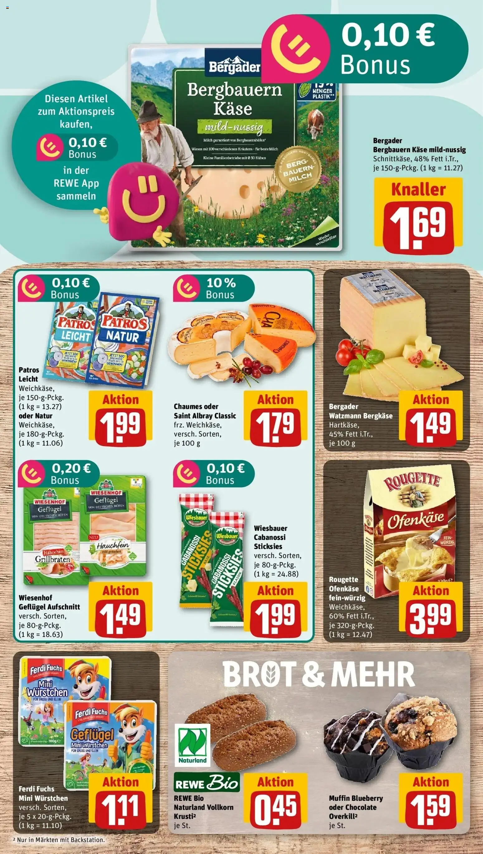 REWE Prospekt ab 05.10.2026 zum Blättern » Angebote | Seite: 11 | Produkte: Hahnchen, Käse, Patros, Brot