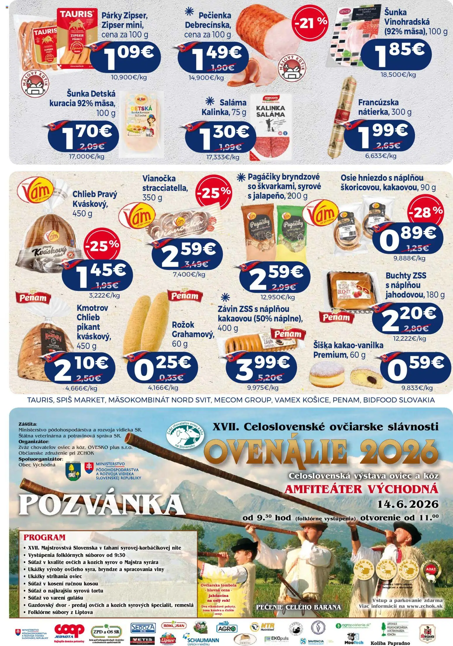 Nové Milk Agro akcie – leták je platný od 27.05.2026 | Strana: 7 | Produkty: Saláma, Šunka, Rožok, Párky