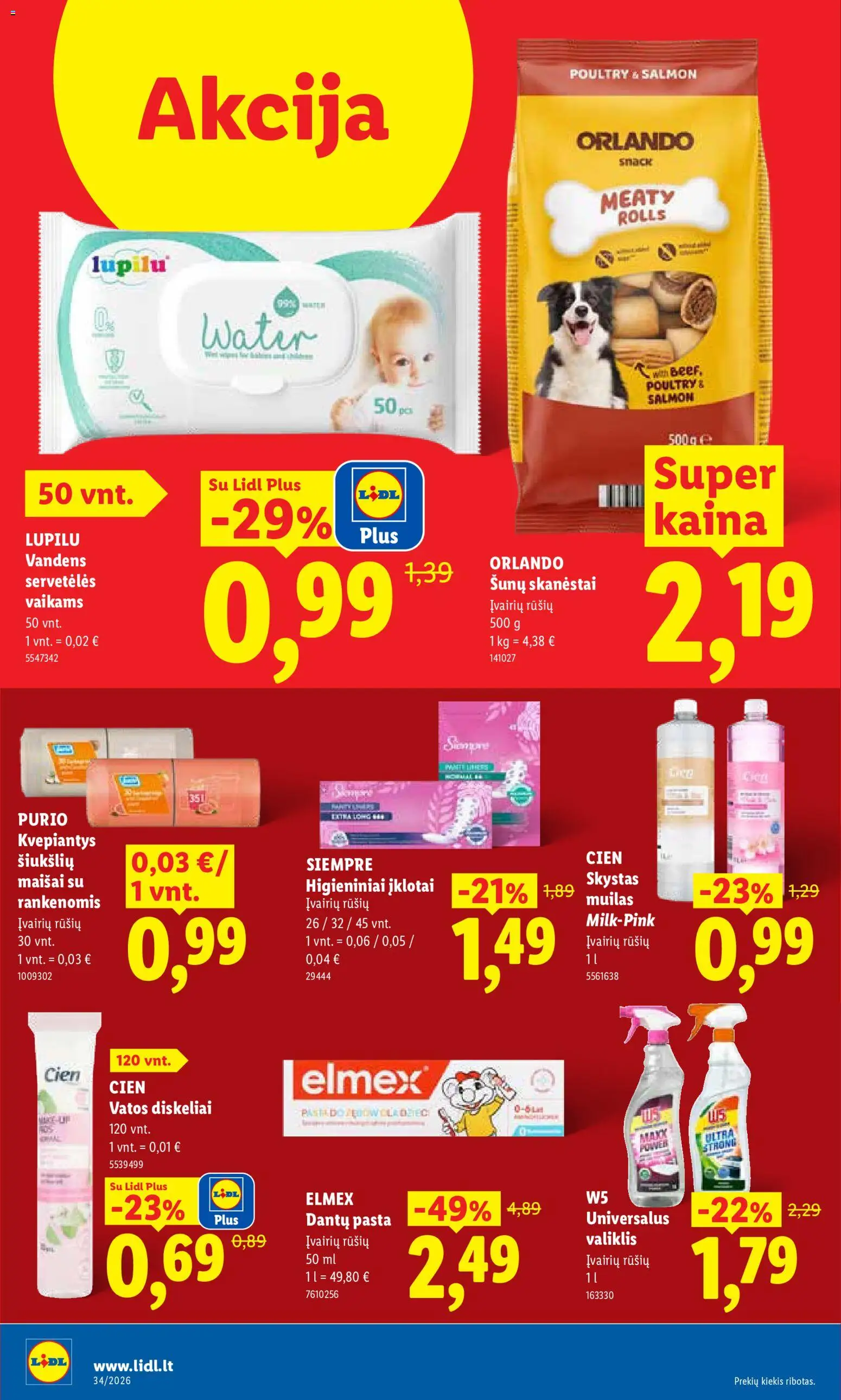 LIDL akcijos nuo 2026.08.17 | Puslapis: 34 | Prekių: Muilas, Vatos diskeliai