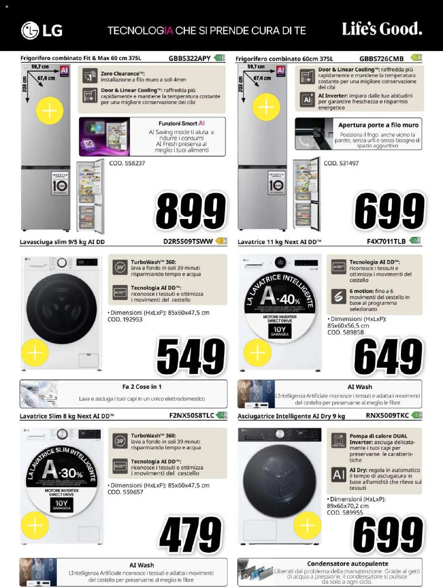 Volantino Media World del 01/10/2026 | Pagina: 4 | Prodotti: Lavasciuga, Tè, Lavatrice, Frigorifero