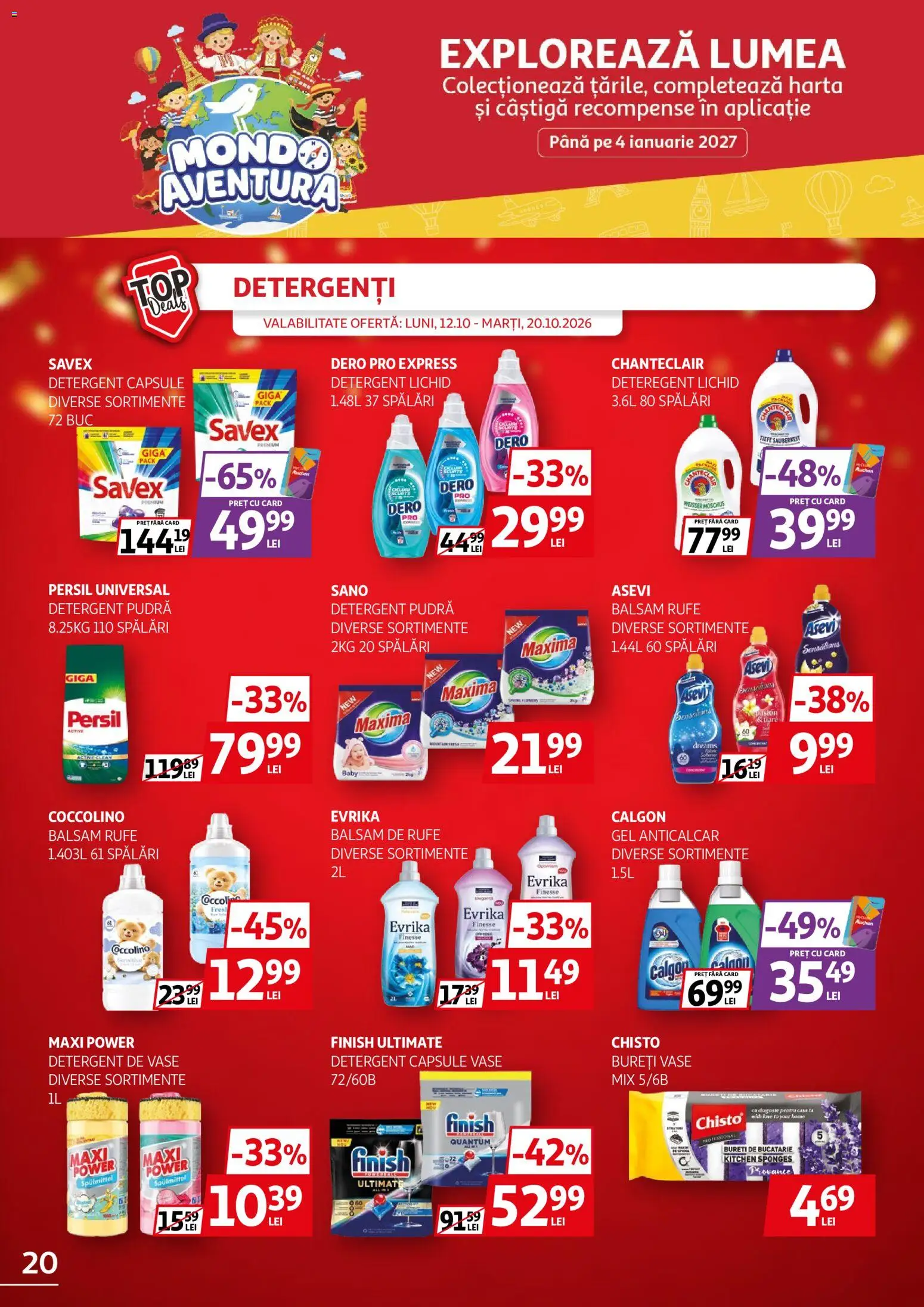 Noul catalog Auchan – valabil de la 12.10.2026 | Pagină: 20 | Produse: Baby, Clean, Bucătărie, Pudră