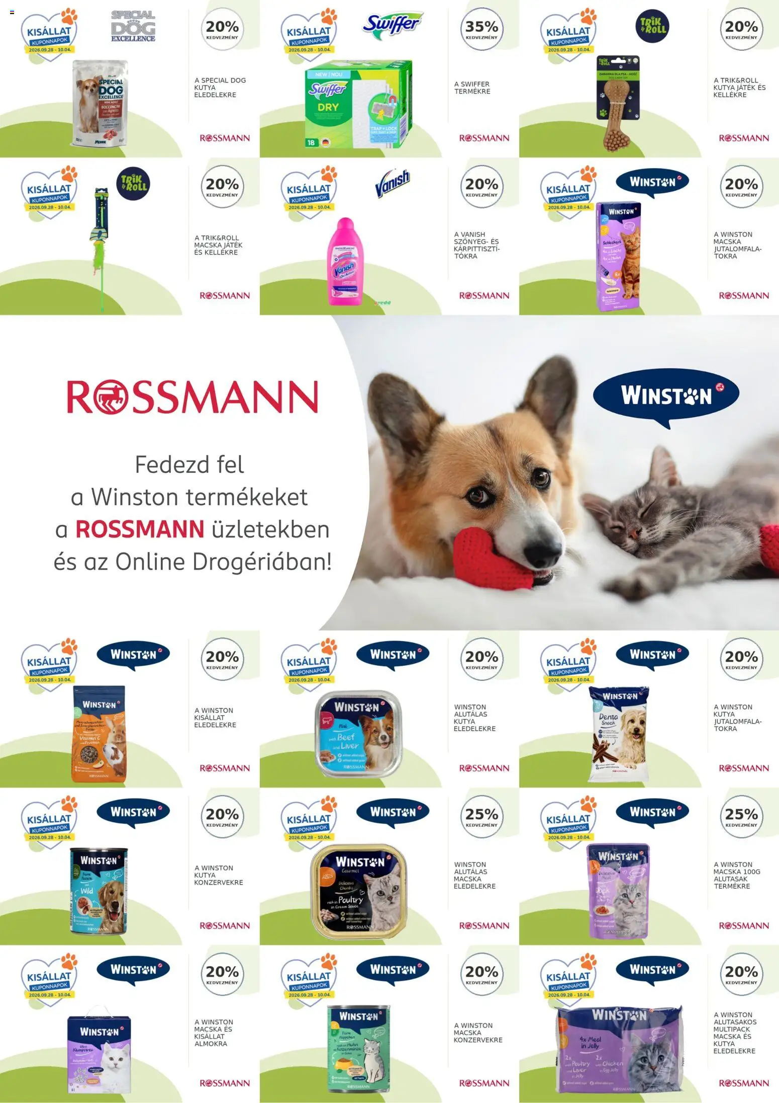 Rossmann akciós ujság - amely érvényes a következő dátumtól: 2026.09.28. | Oldal: 4 | Termékek: Játék, Vanish, Szőnyeg, Swiffer