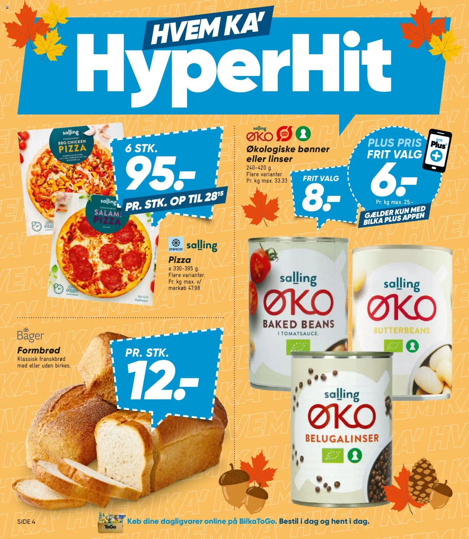 Bilka tilbudsavis – gyldig fra 11/09/2026 | Side: 4 | Produkter: Pizza, Linser, Bønner, Mozzarella