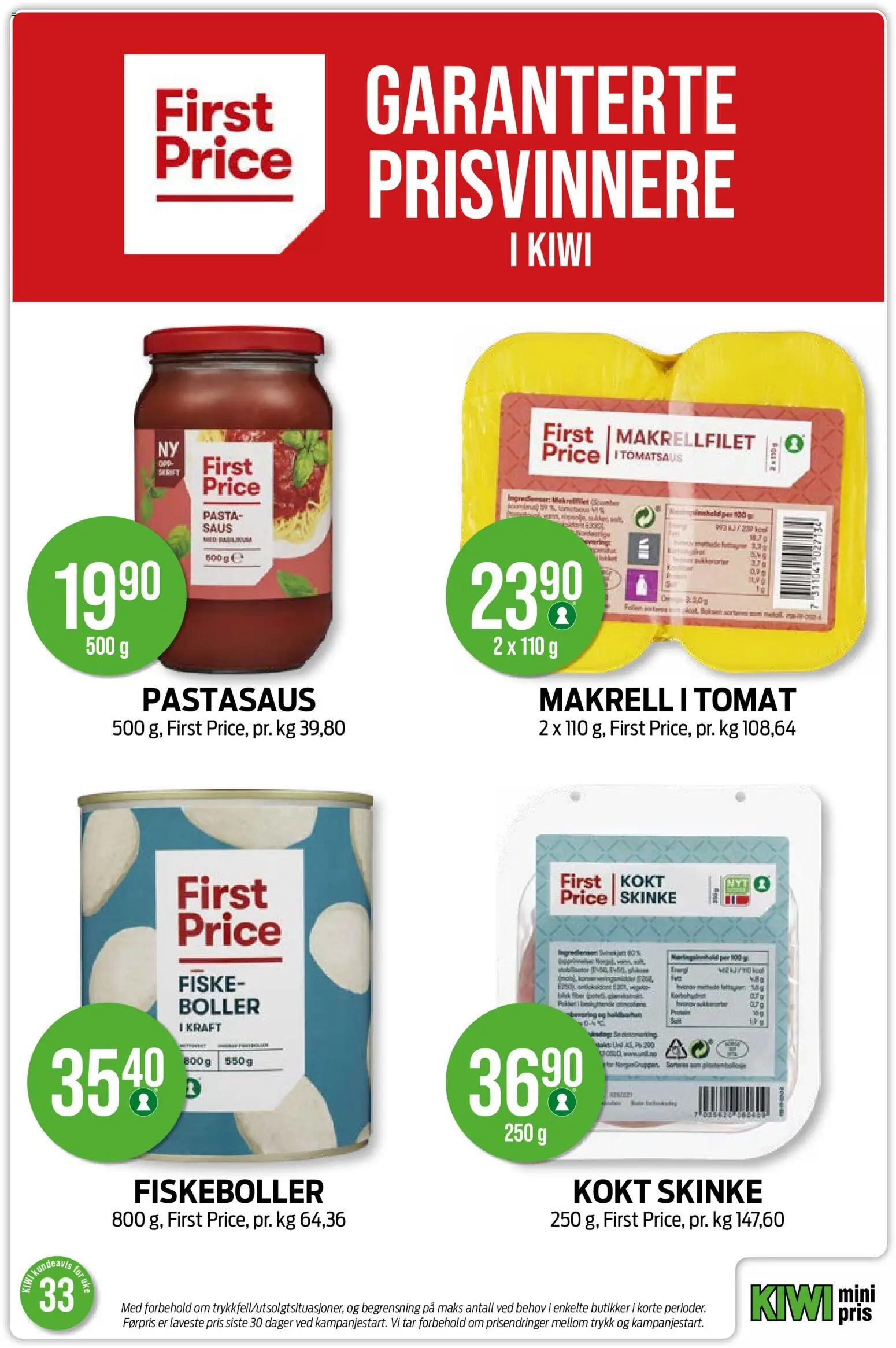 {H1} | Side: 22 | Produkter: Pasta, Tomatsaus, Tomat, Kokt skinke