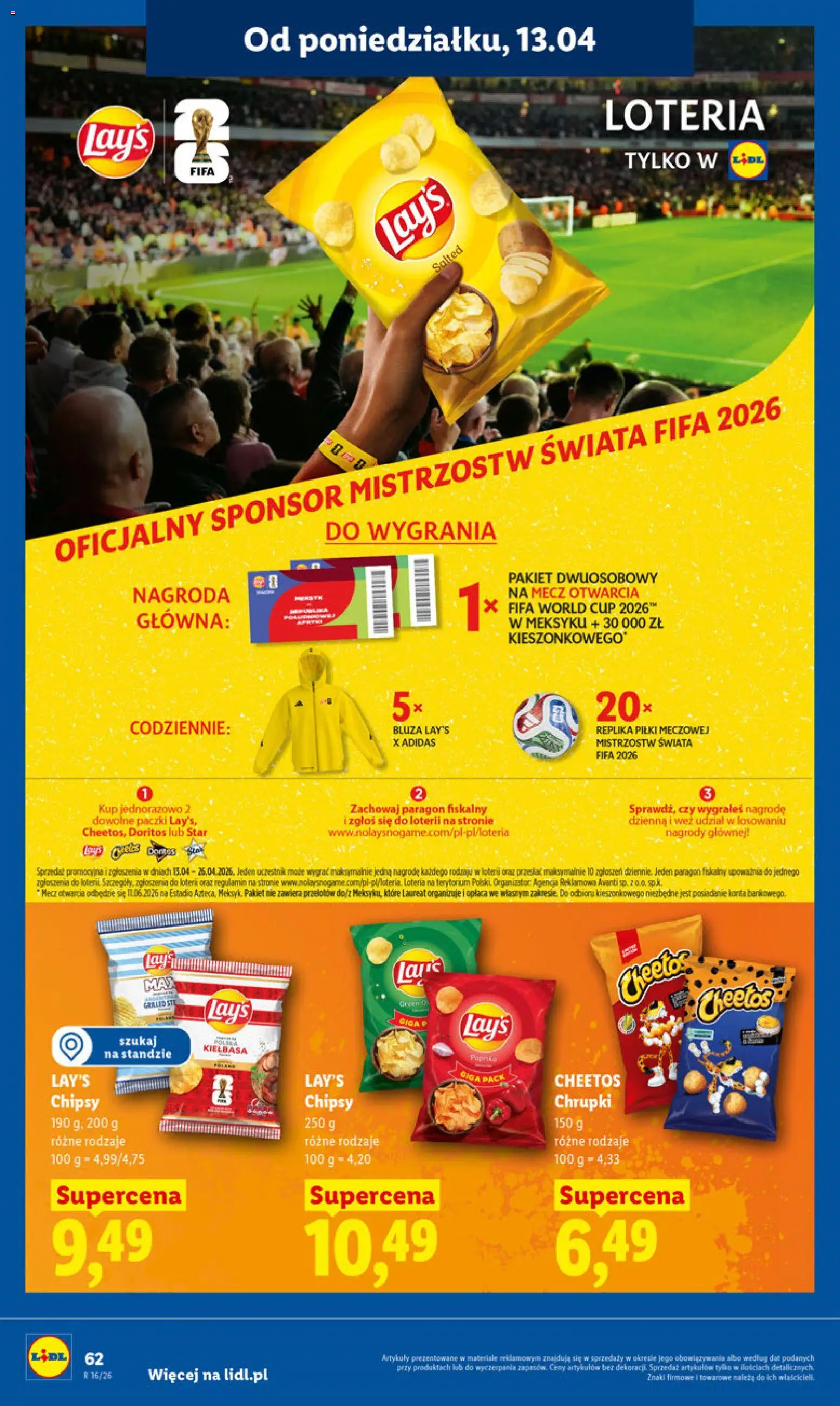 Lidl gazetka od 13.04.2026 | Strona: 68 | Produkty: Kiełbasa, Chipsy, Pączki, Doritos