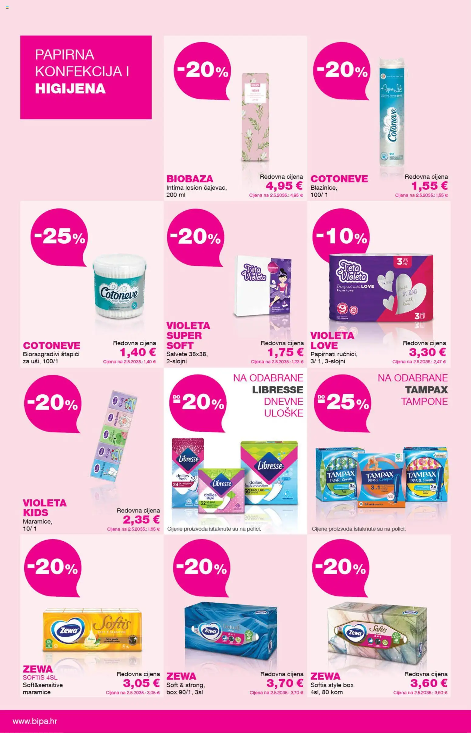Bipa katalog | vrijedi od 01.09.2026 | Stranica: 12 | Proizvodi: Maramice, Zewa, Štapići, Violeta