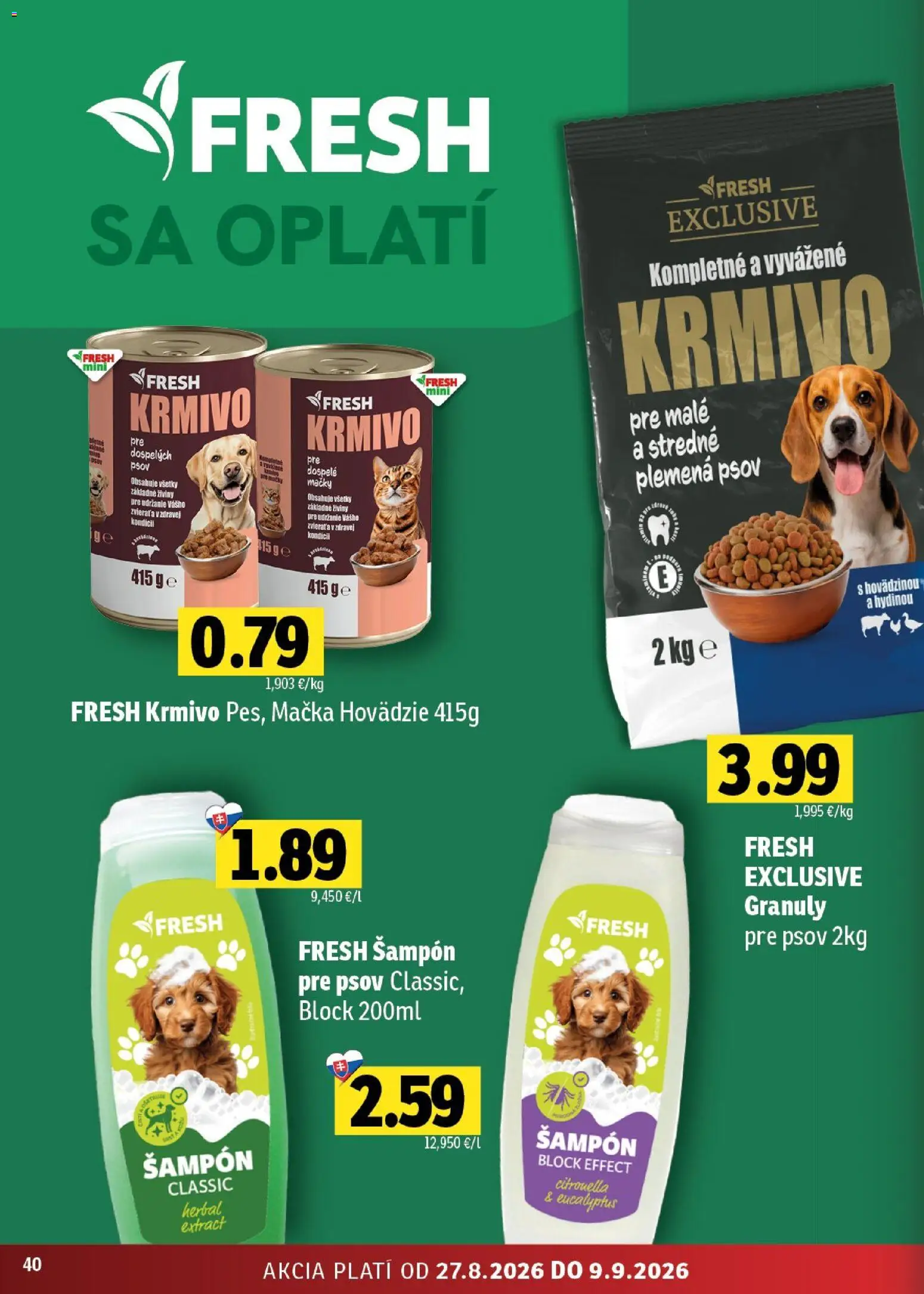 Nové Fresh akcie – leták je platný od 27.08.2026 | Strana: 40 | Produkty: Šampón