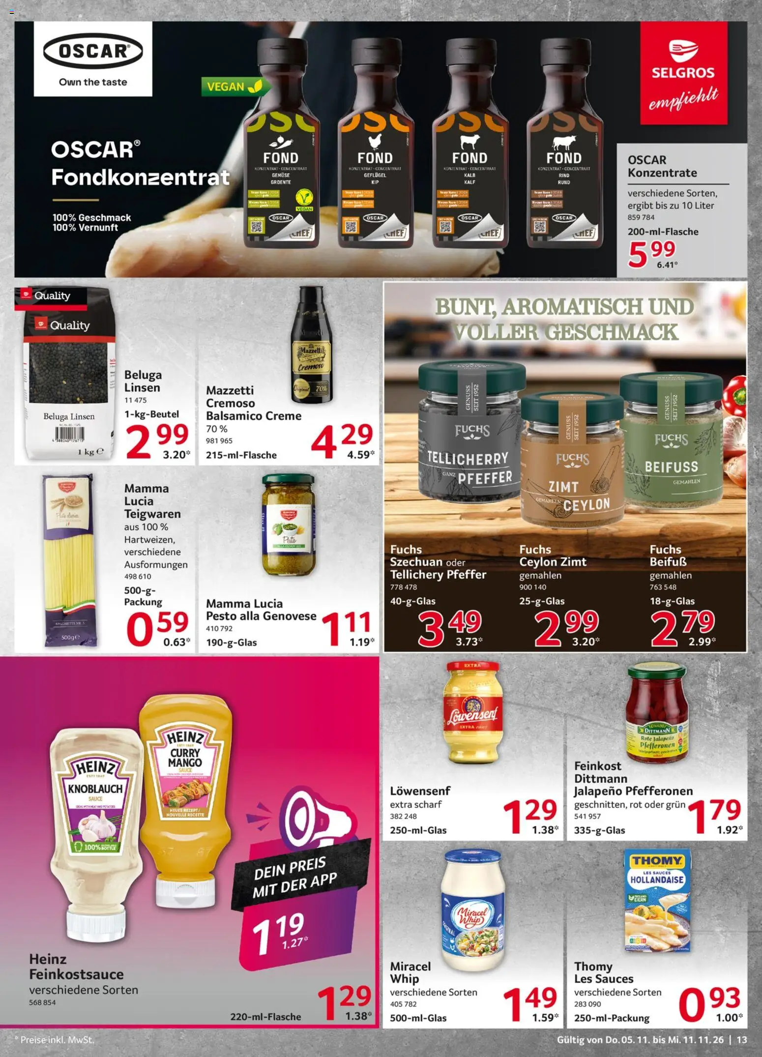 Selgros Prospekt – gültig ab 05.11.2026 | Seite: 13 | Produkte: Balsamico, Gemüse, Pfeffer, Mango
