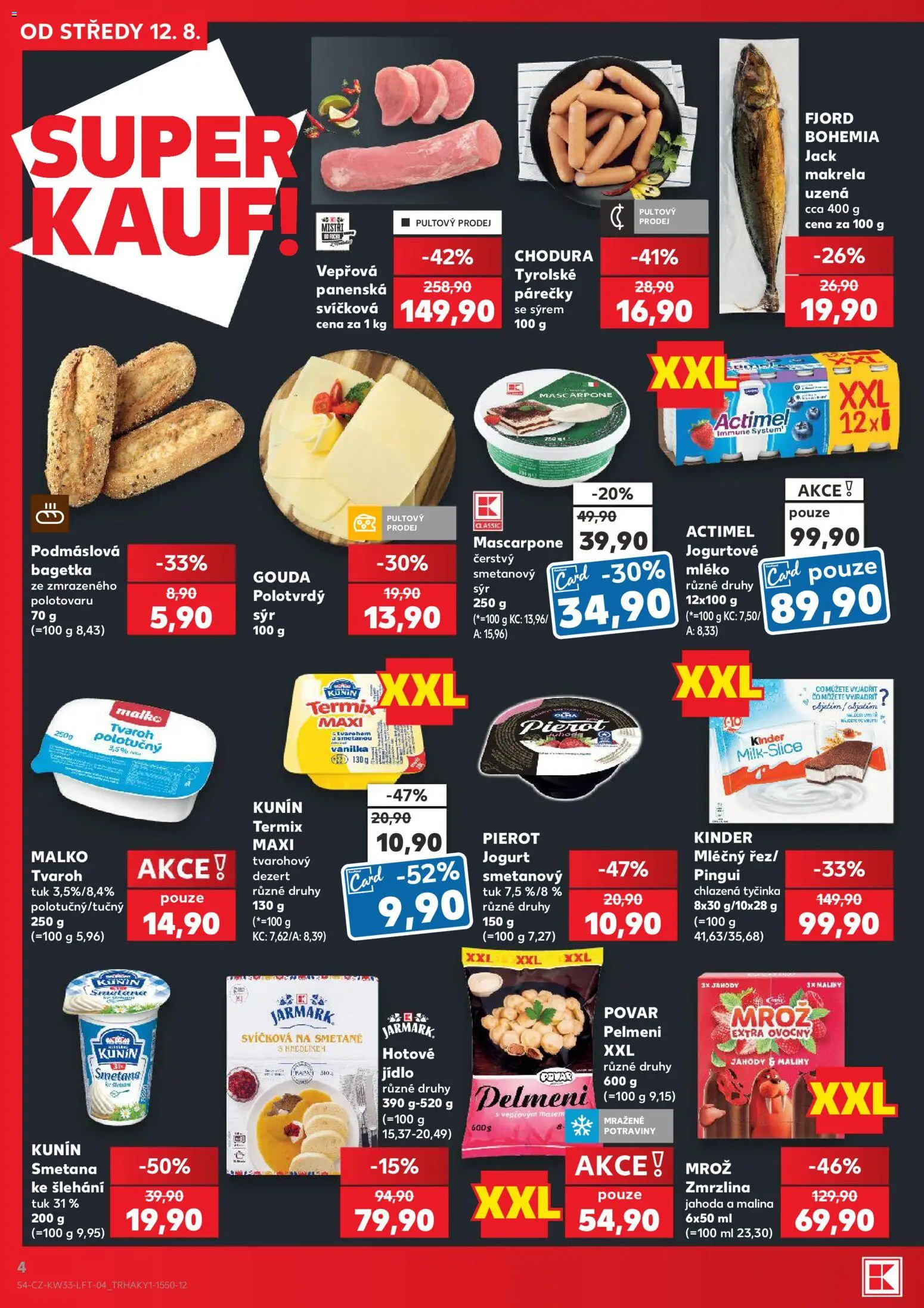Kaufland leták od 12.08.2026 | Strana: 4 | Produkty: Jogurt, Pelmeni, Smetana ke šlehání, Dezert