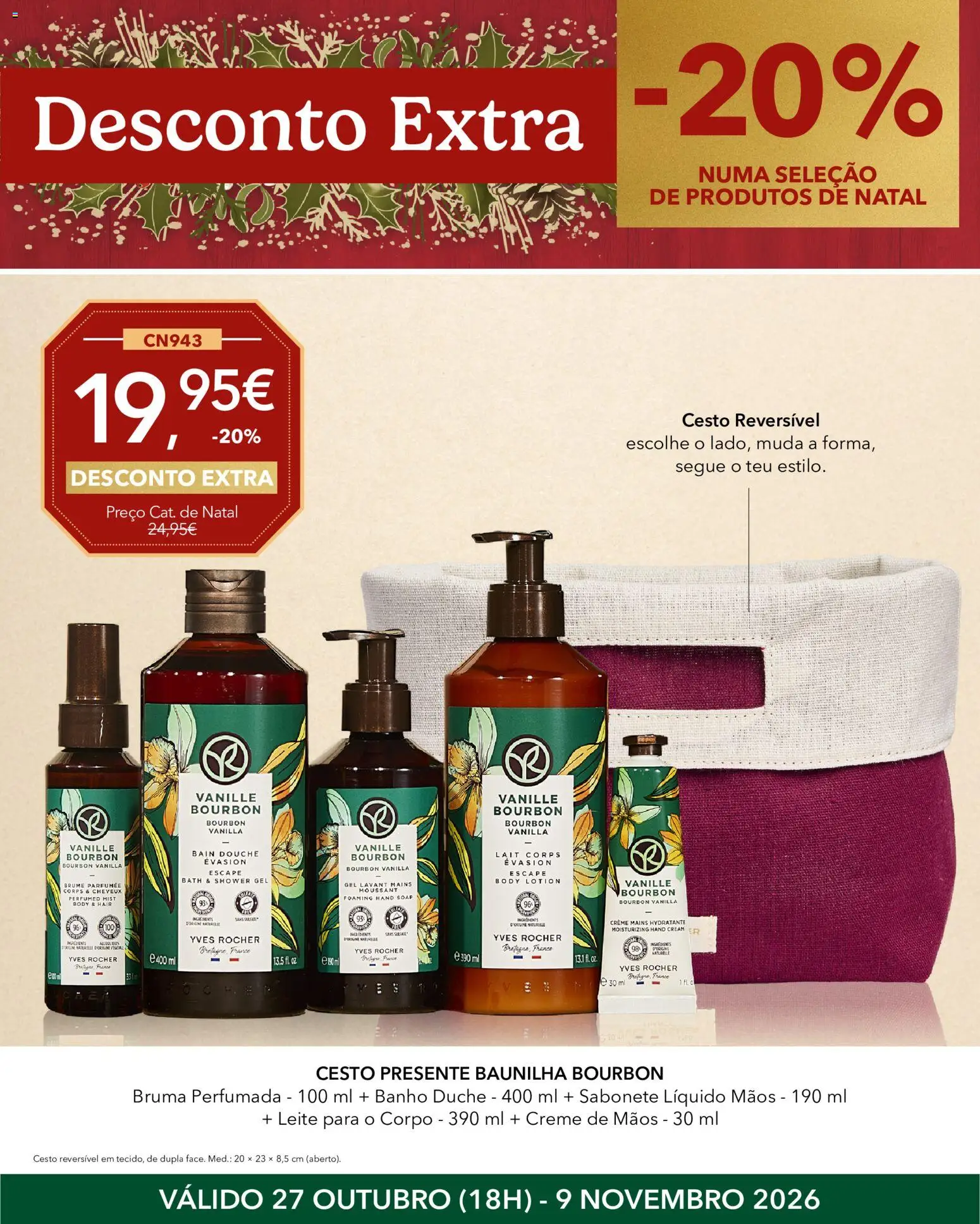 Yves Rocher Natal desconto extra │ válido de 27/10/2026 | Página: 15 | Produtos: Baunilha, Leite, Banho, Creme