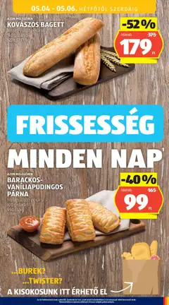 Aldi akciós újság - amely érvényes a következő dátumtól: 30.04.2026 | Oldal: 39 | Termékek: Burek, Bagett, Párna
