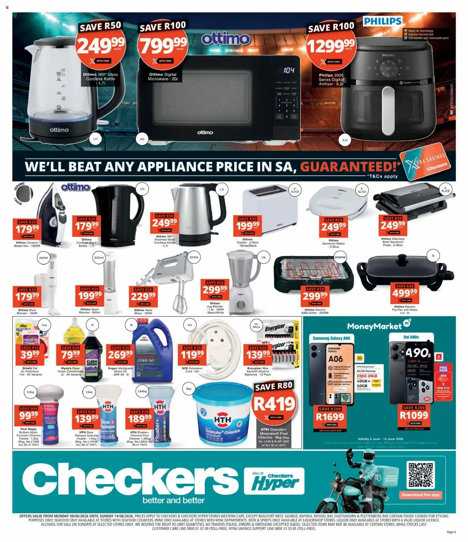 New Checkers catalogue – valid from 08.06.2026 | Page: 8 | Products: Kettle, Sandwich maker, Oil, Wine