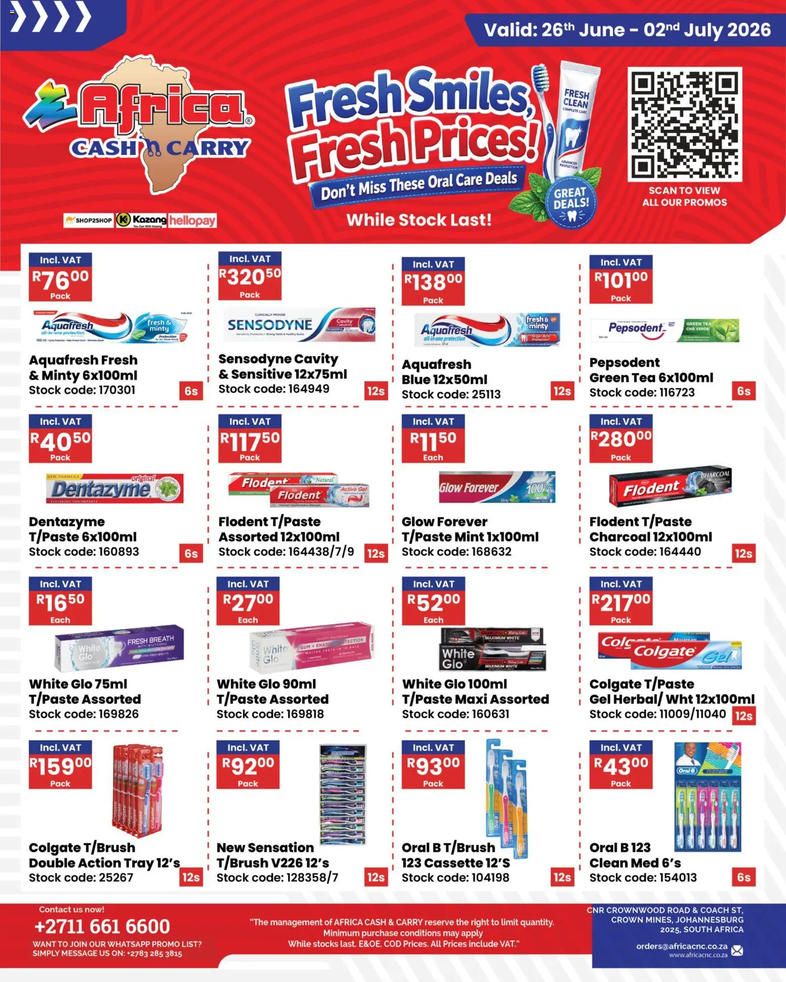 New Africa Cash & Carry catalogue – valid from 26/06/2026 | Page: 1 | Products: Tray, Tea, Stock