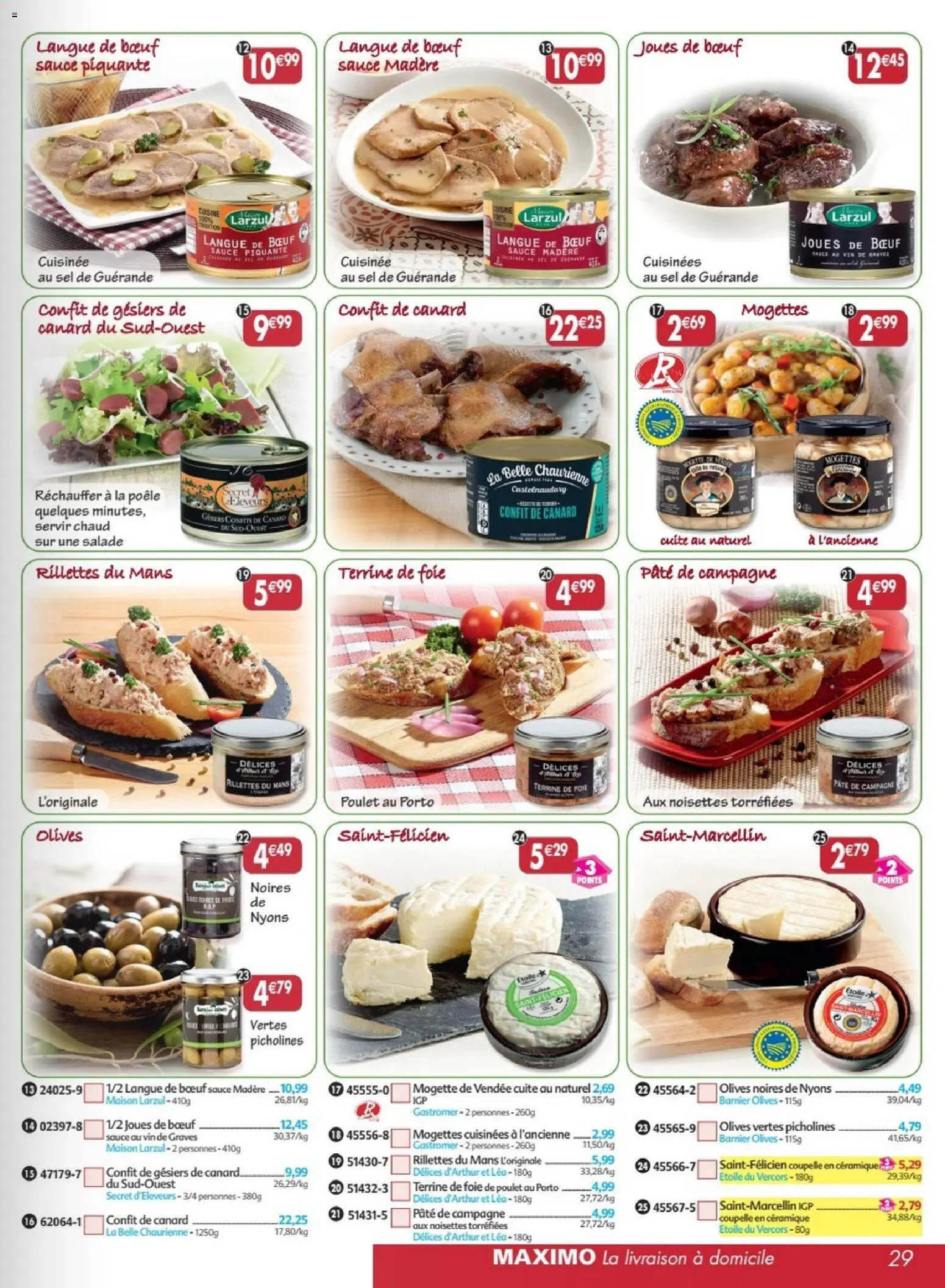 {H1} | Page: 29 | Produits: Canard, Langue de bœuf, Coupelle, Vin
