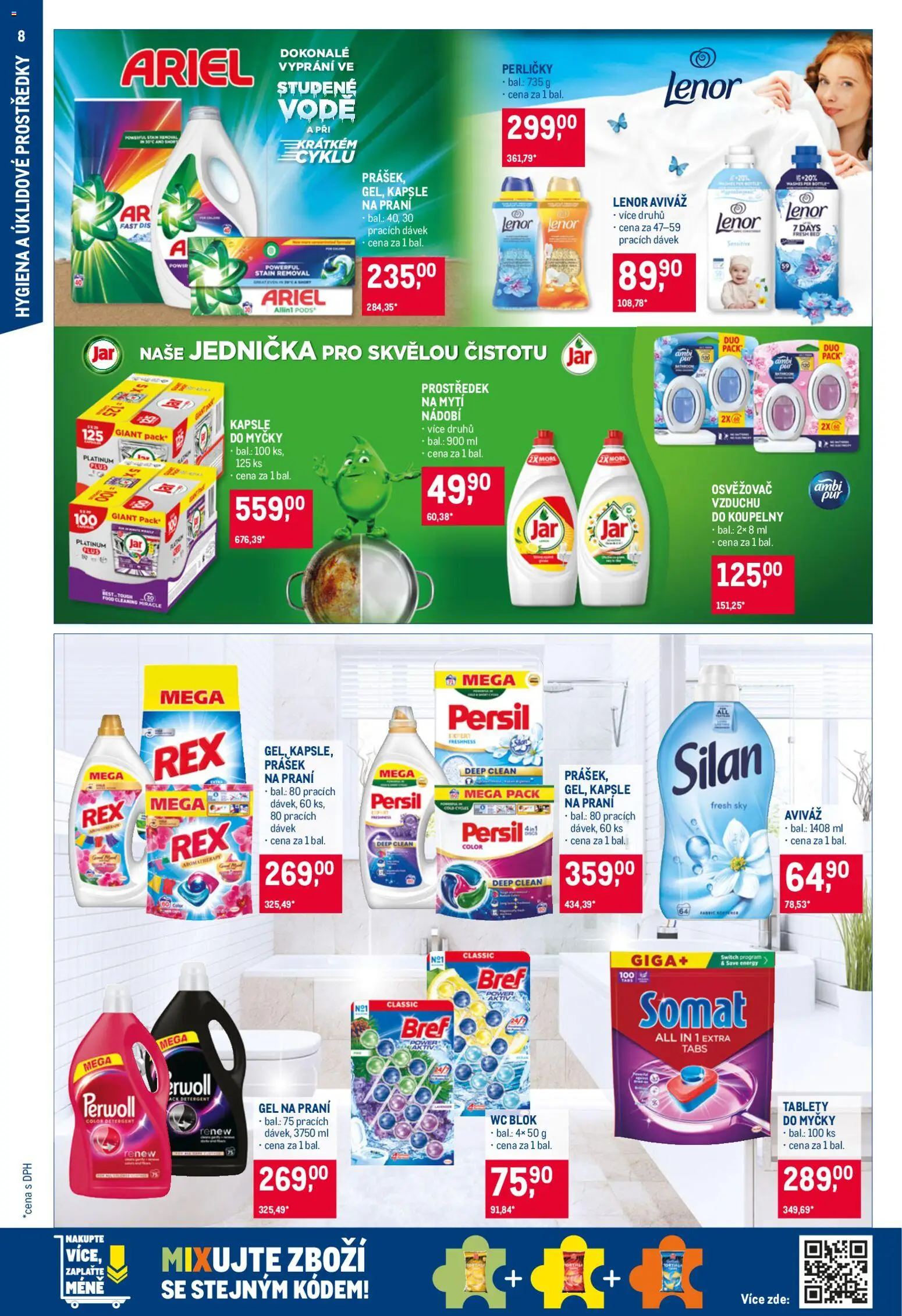 Makro leták - Nepotravinové zboží od 08.04.2026 | Strana: 8 | Produkty: Wc blok, Ariel, Silan, Wc