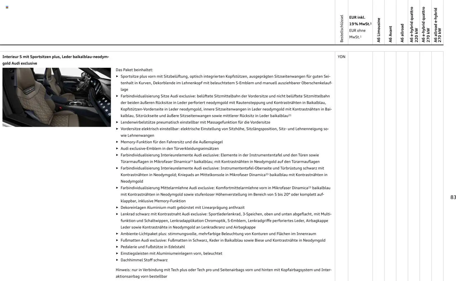 Audi A6 – gültig ab 28.10.2025 | Seite: 83