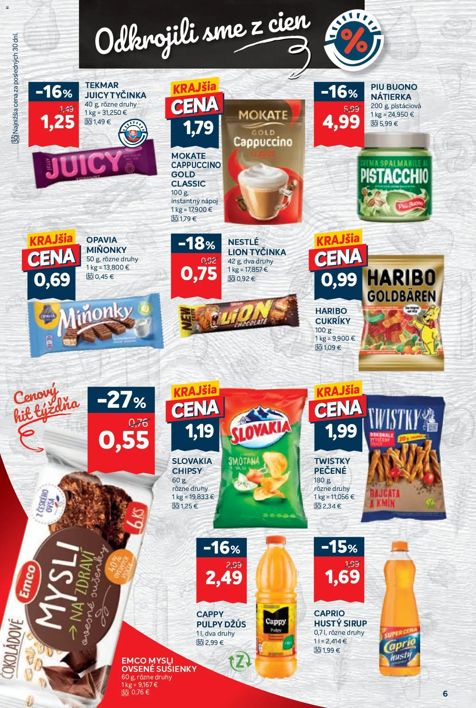 Nové Kraj akcie – leták je platný od 04.06.2026 | Strana: 10 | Produkty: Džús, Smotana, Cukríky, Chipsy