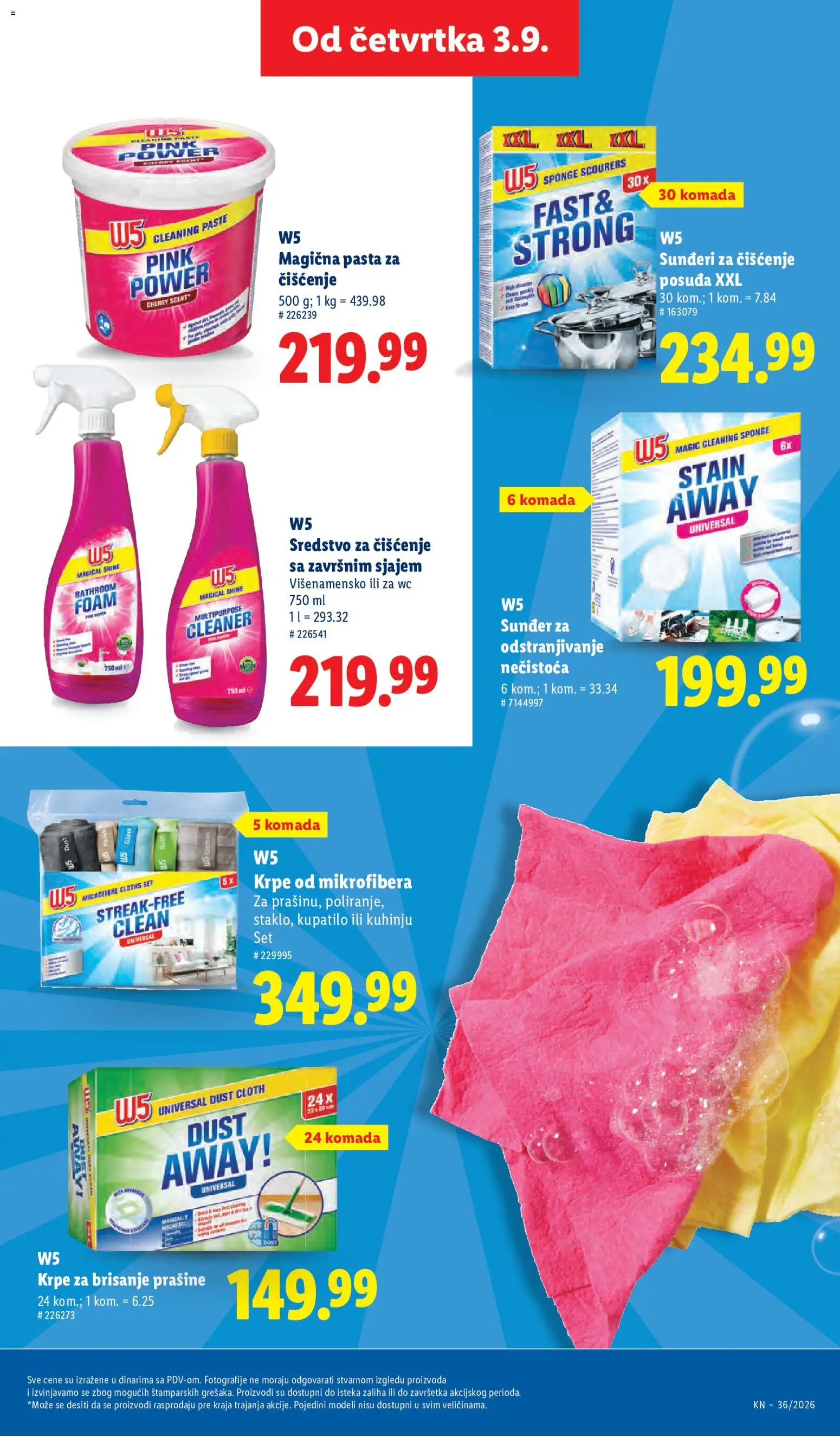Lidl katalog - važi od 03.09.2026 | Strana: 43 | Proizvode: W5, Pasta, Kupatilo, Sredstvo za čišćenje
